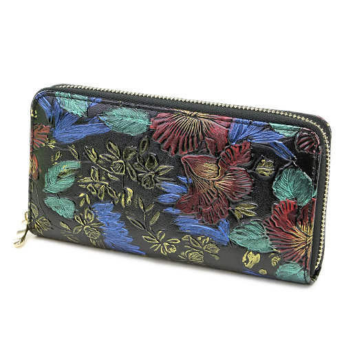 花柄ラウンドファスナー長財布