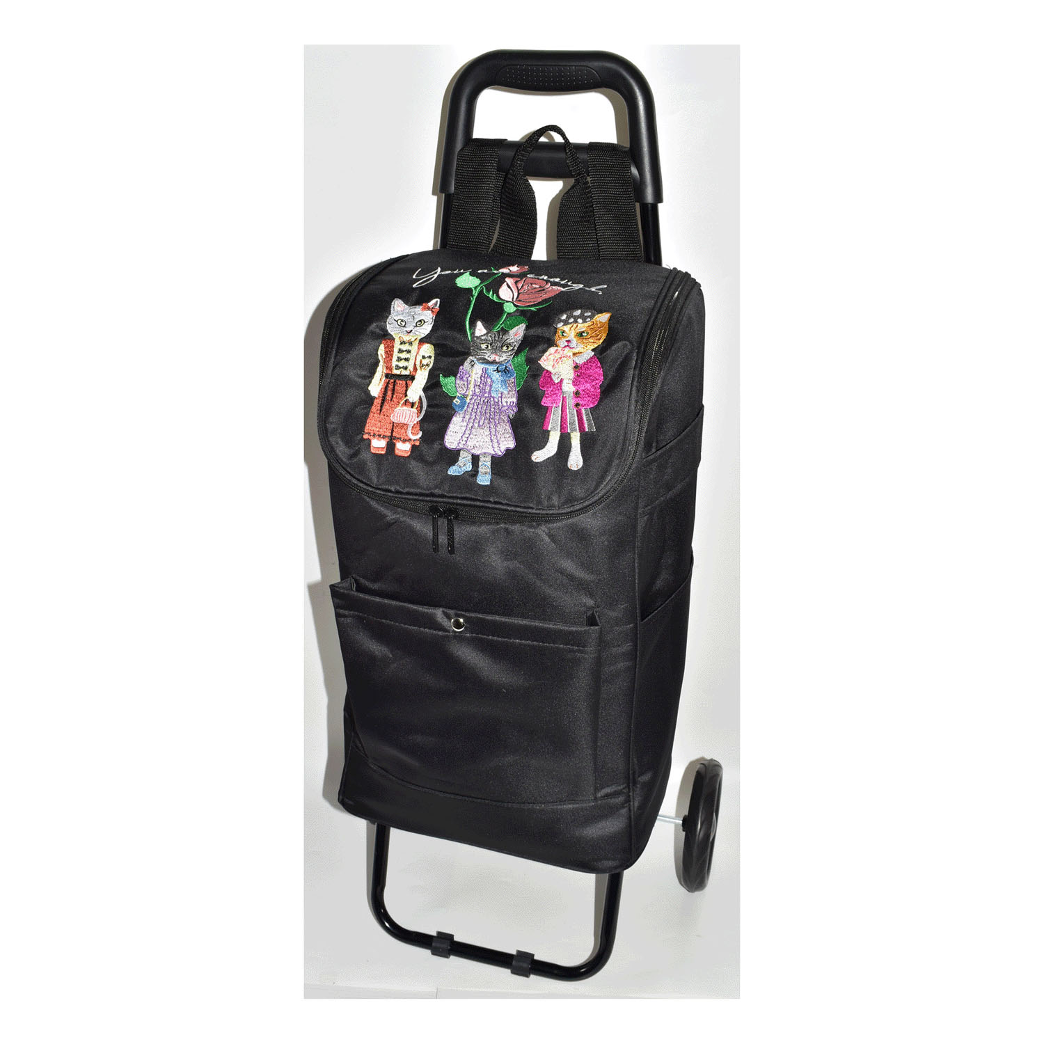 【保温・保冷】 ネコ刺繍キャリーカート - 画像2