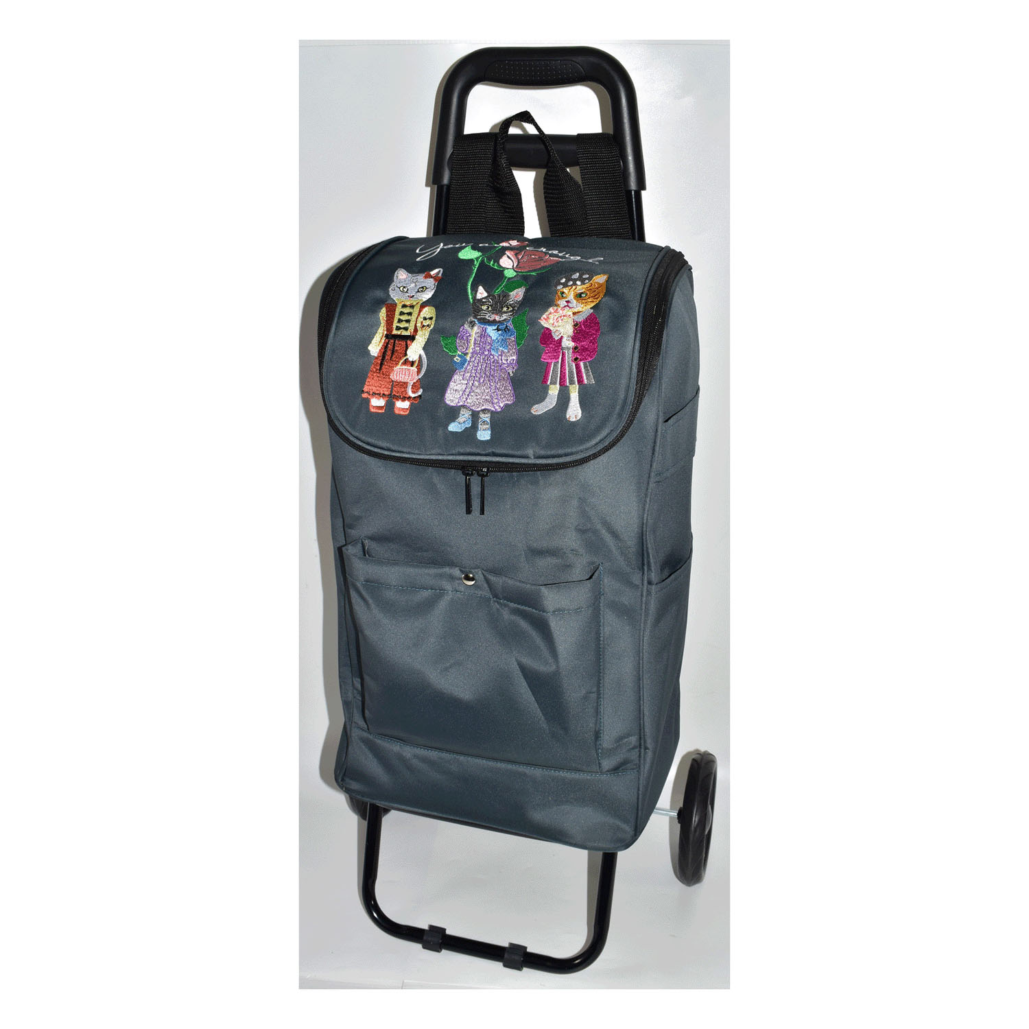 【保温・保冷】 ネコ刺繍キャリーカート