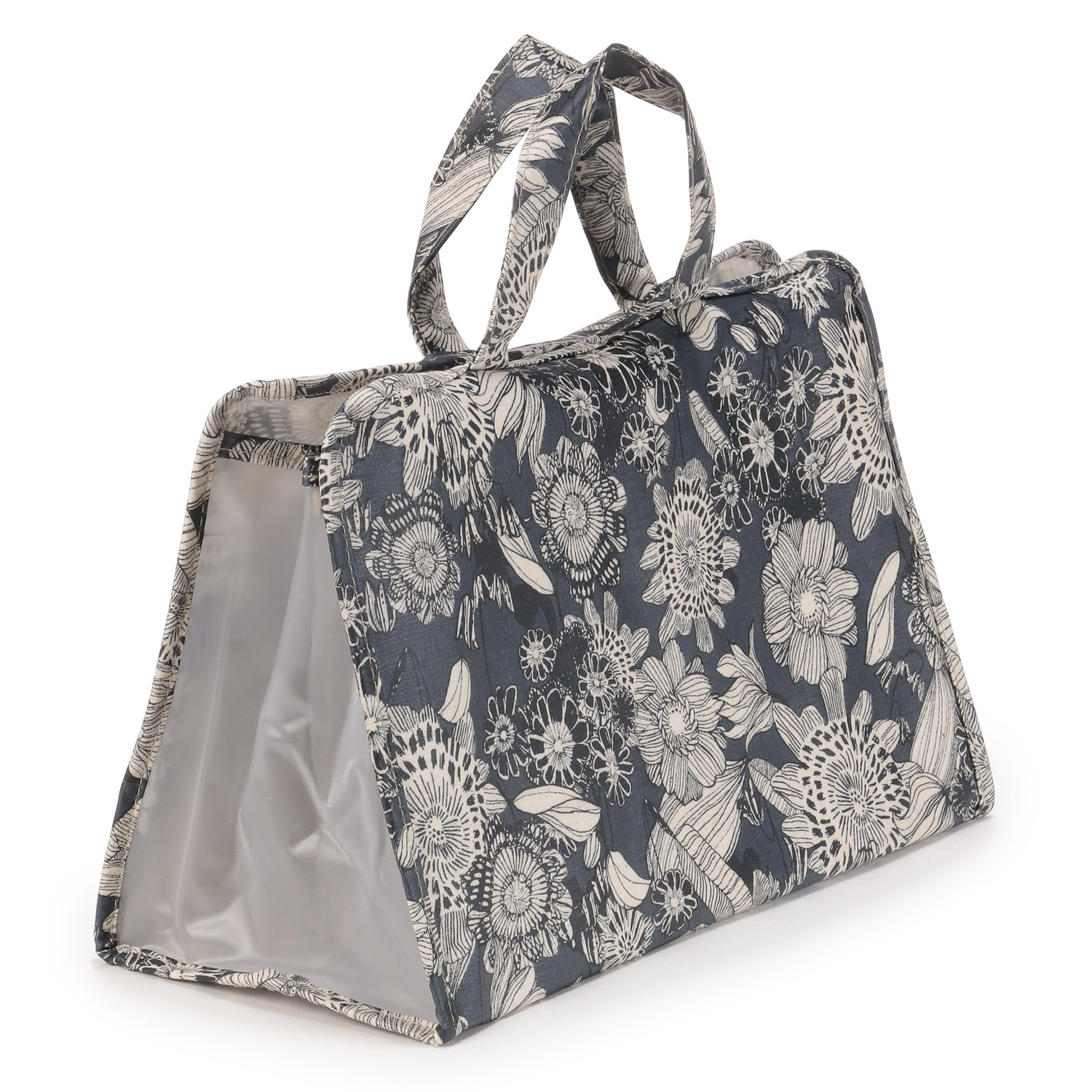 温泉バッグ ブラックラインフラワー柄 - 画像2