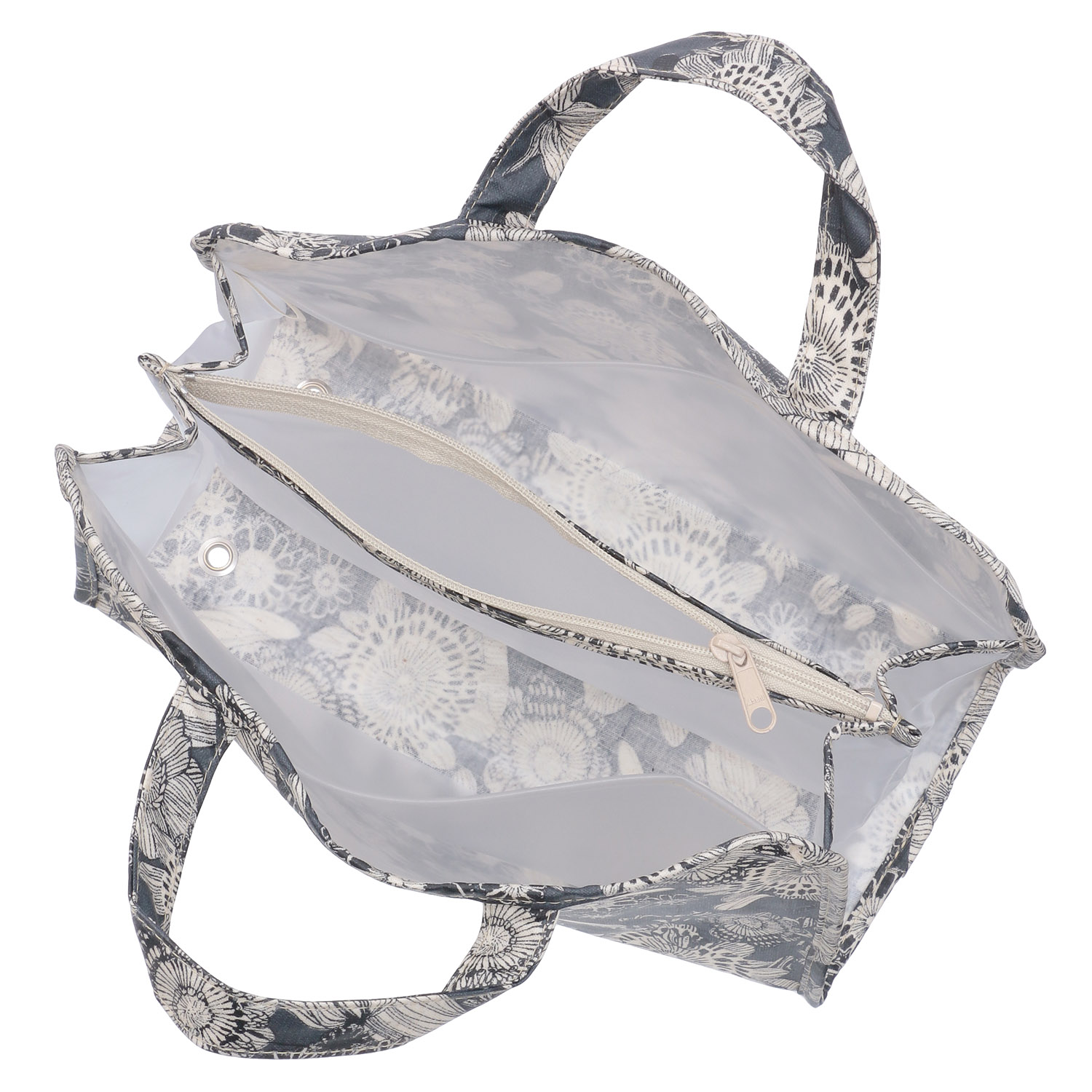 温泉バッグ ブラックラインフラワー柄 - 画像4