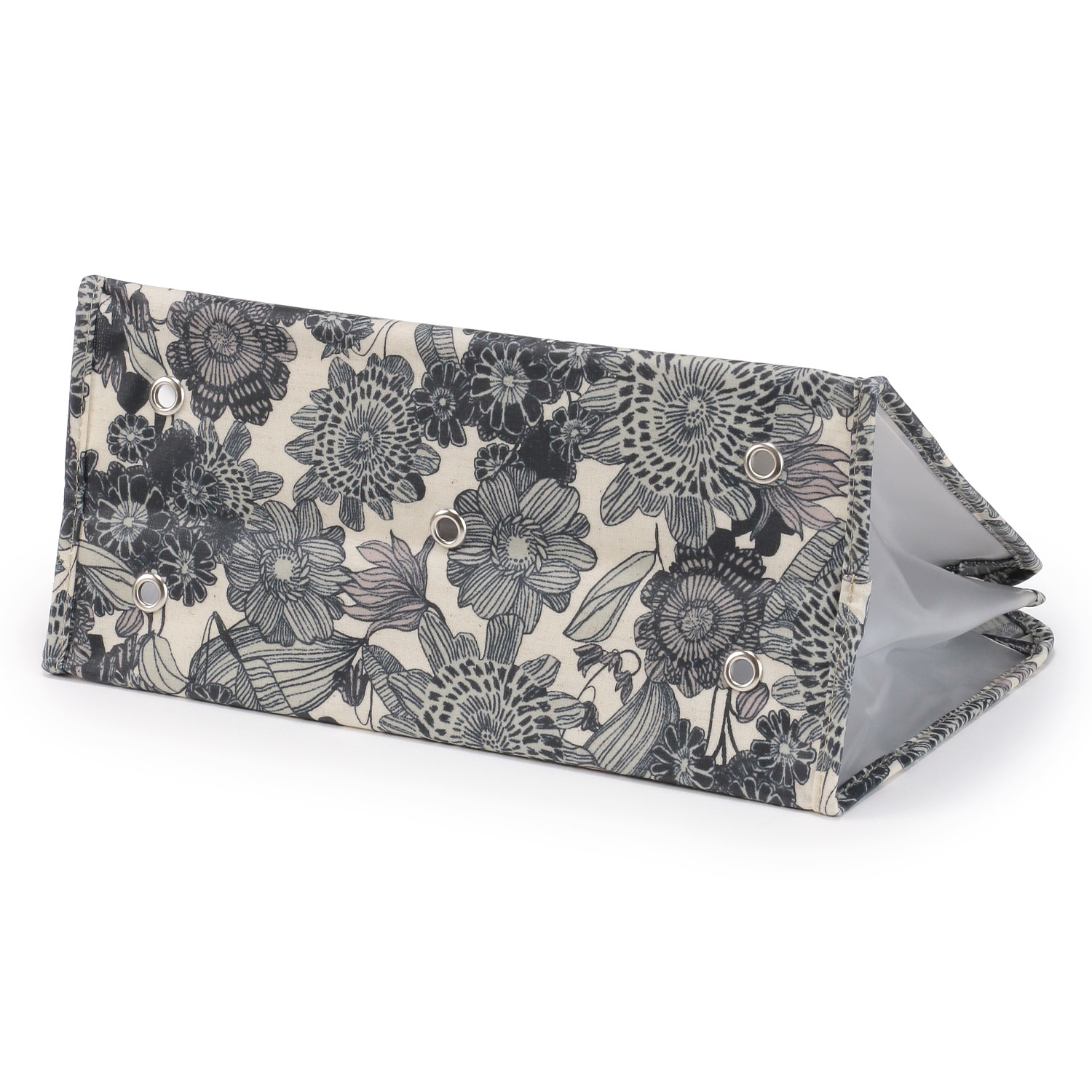 温泉バッグ ブラックラインフラワー柄 - 画像3