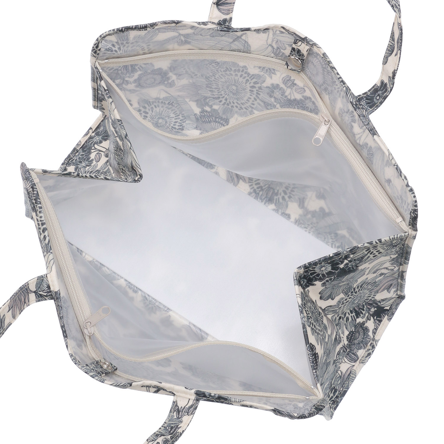 大型温泉バッグ ブラックラインフラワー柄 - 画像3