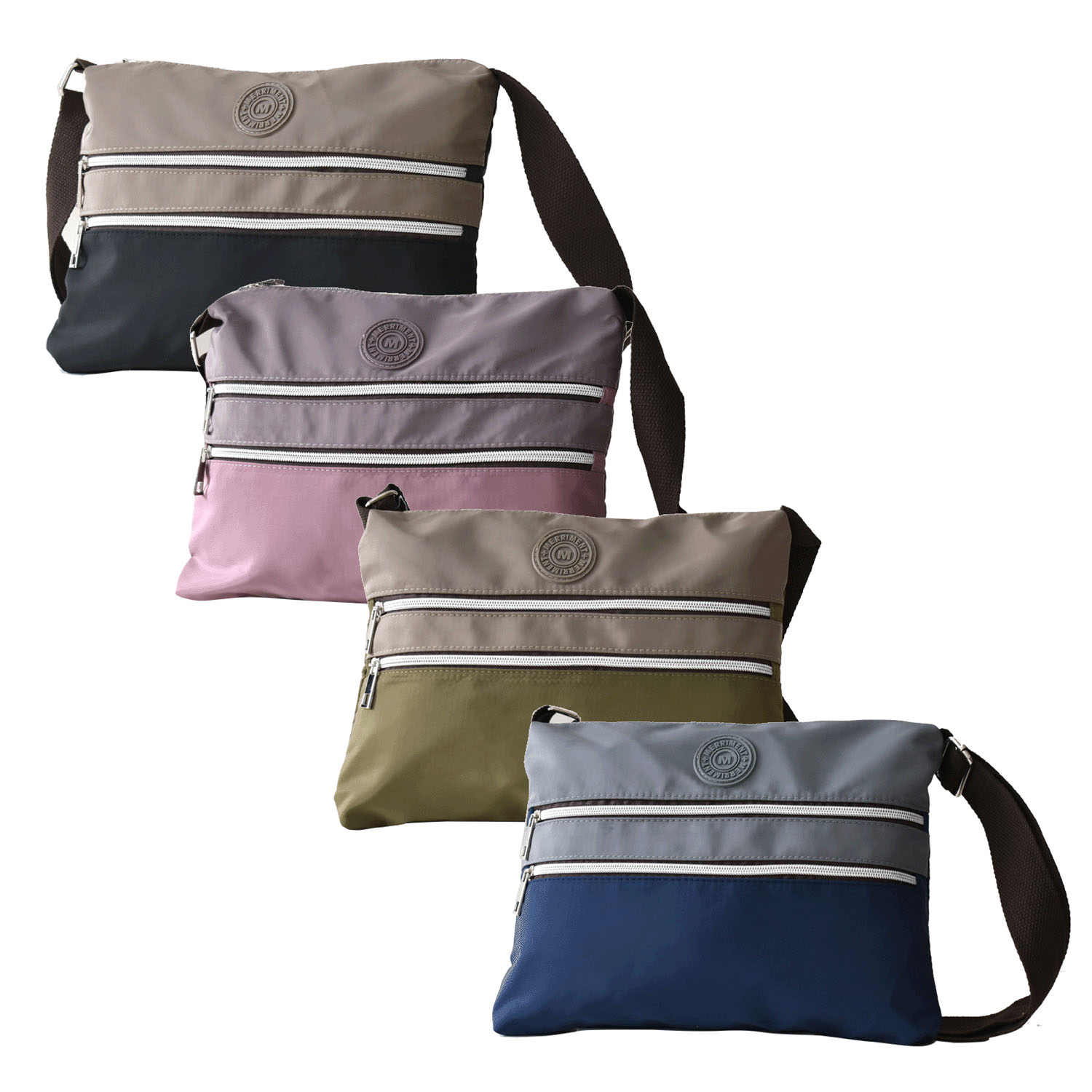 MERRIMENT バイカラー3ファスナーショルダーバッグ - 画像1