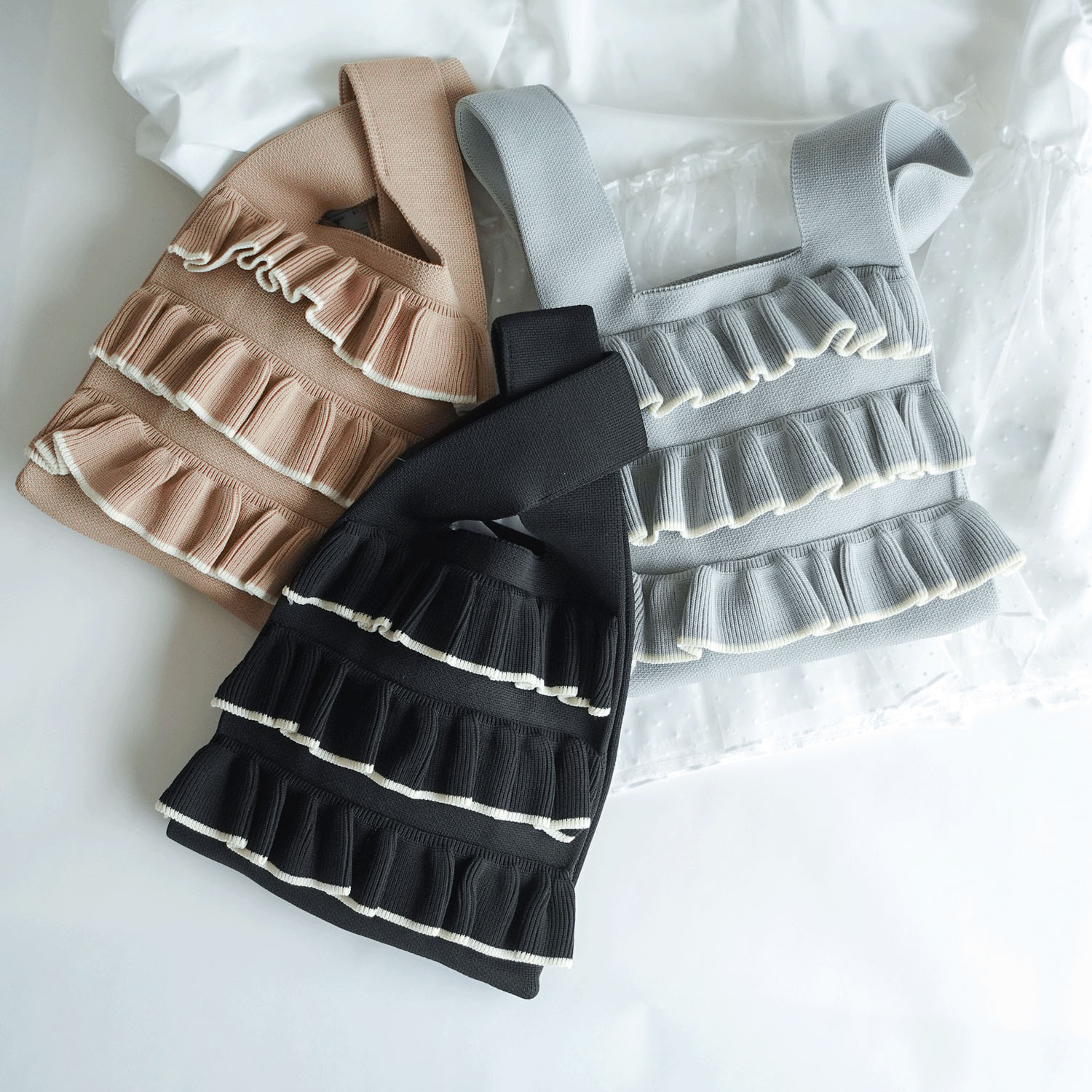 【エトワールオリジナル】フリルニットくり手バッグ - 画像2