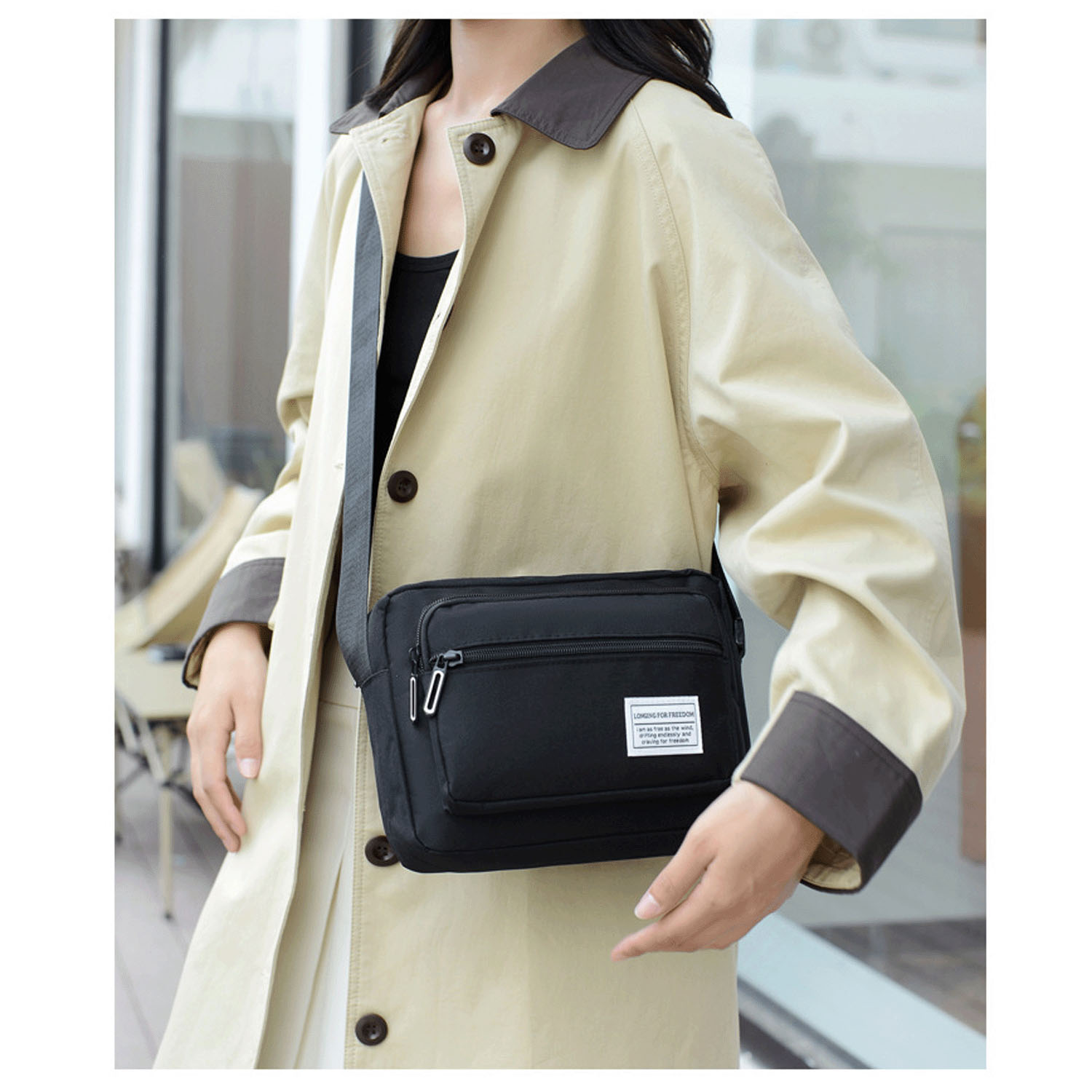 多機能横型ショルダーバッグ