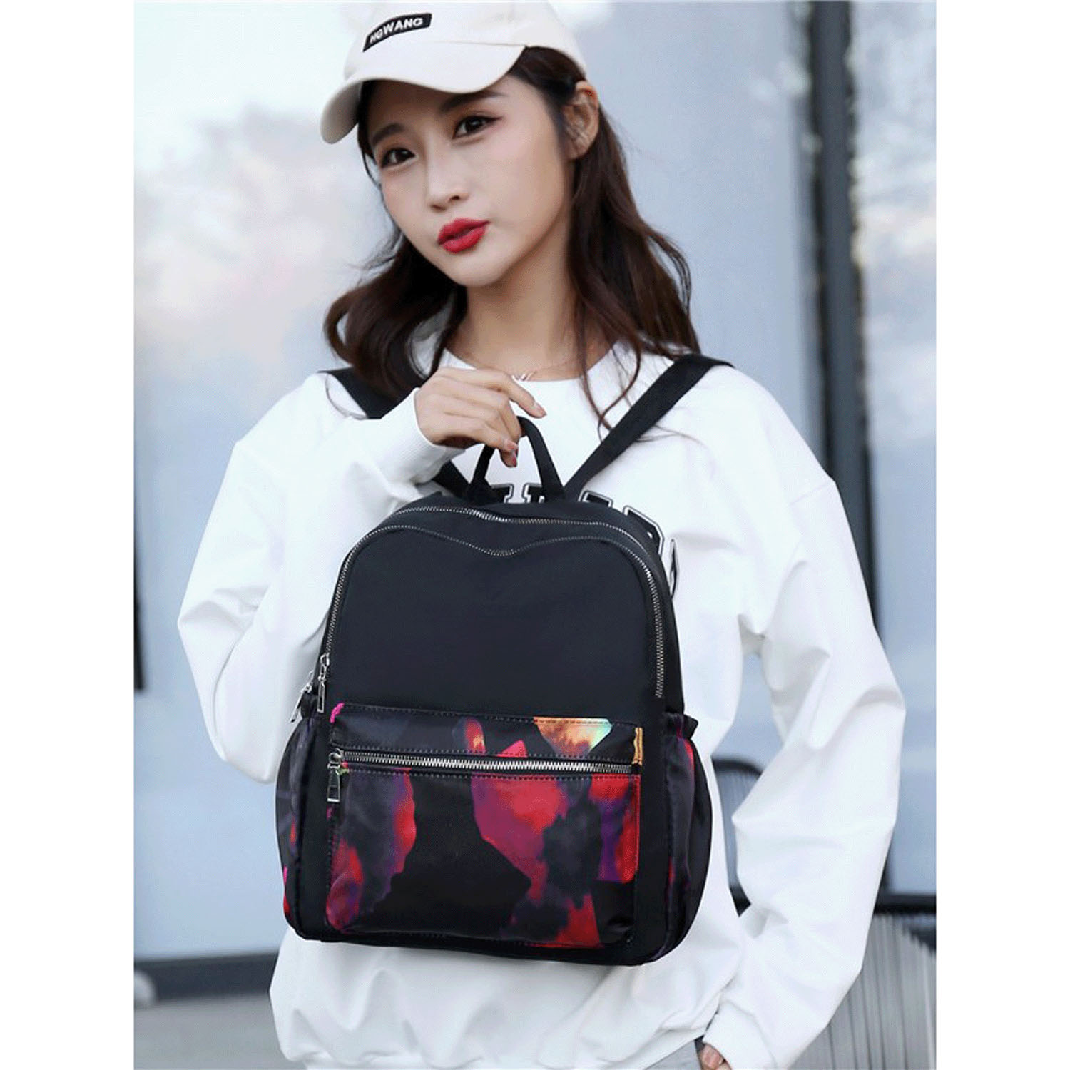 【29－00は在庫限りで終了】無地×柄プリントリュックサック