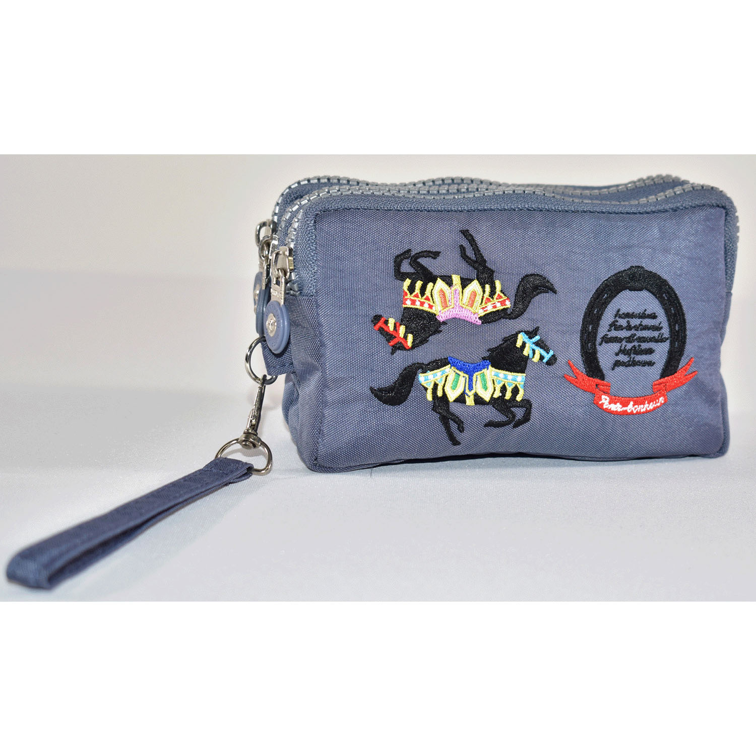 馬刺繍 3ファスナーポーチ - 画像2