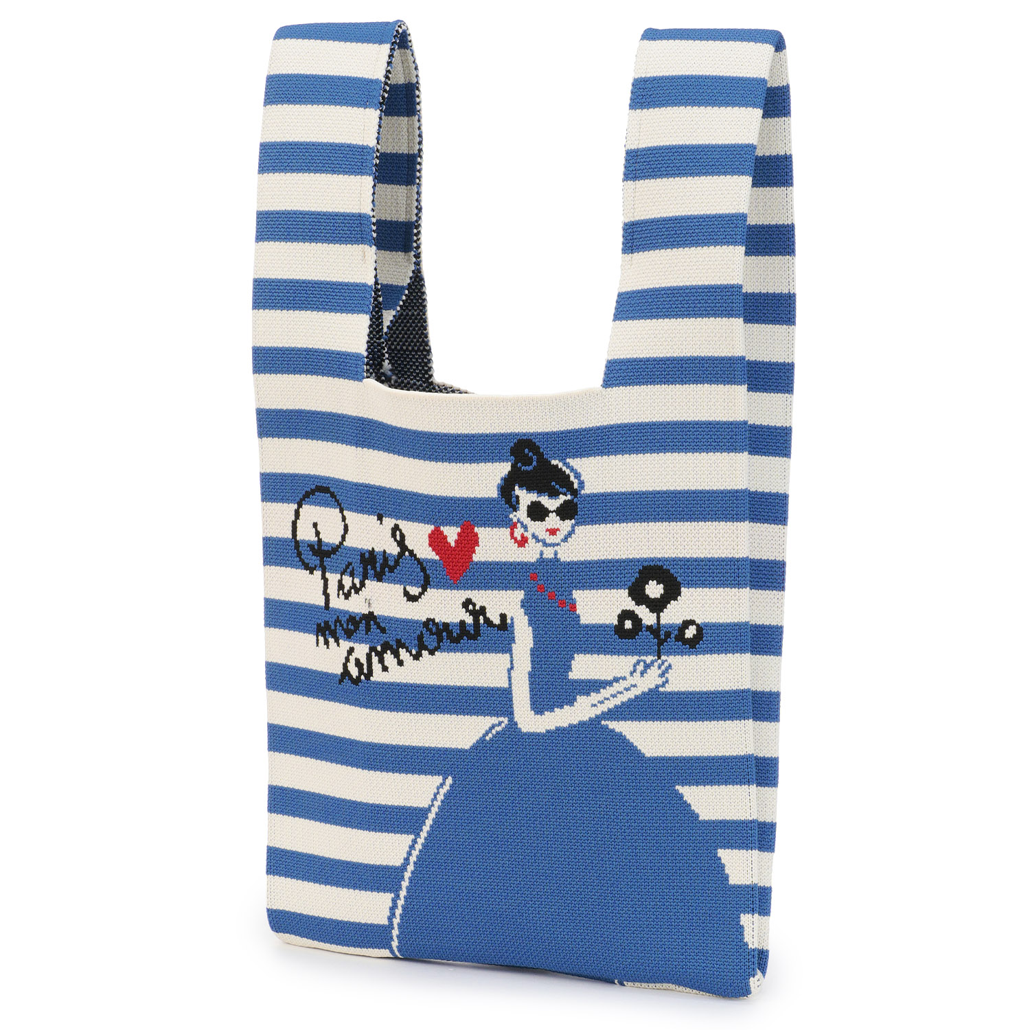 ボーダー女の子ニットバッグ - 画像5