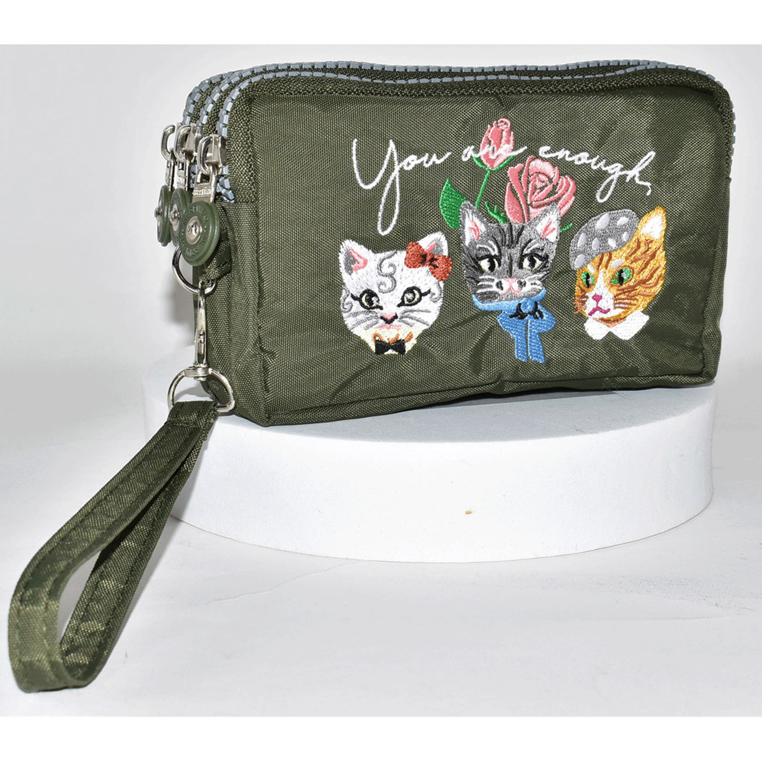 【再入荷！】ネコ刺繍3ファスナーポーチ - 画像5