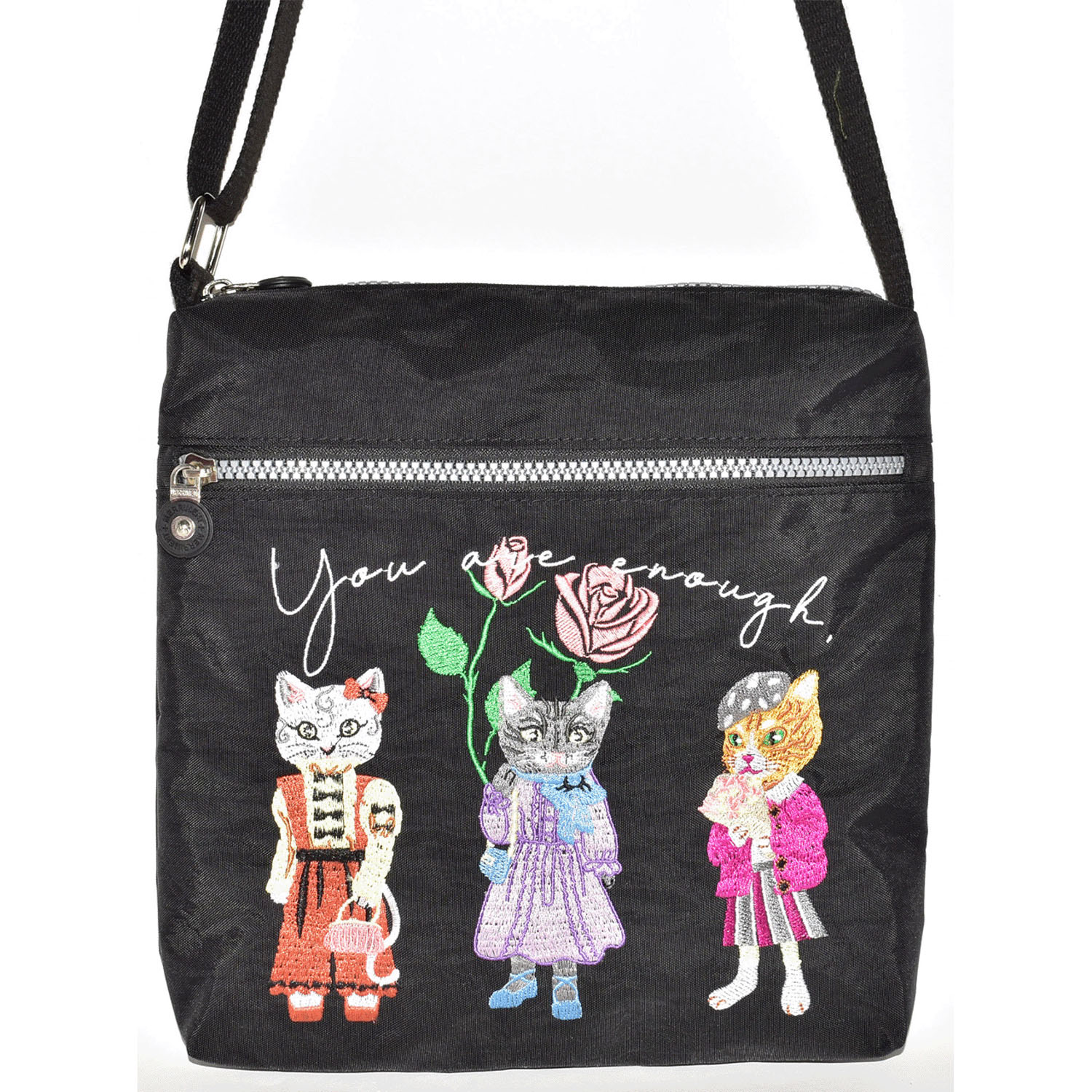 ネコ刺繍スクエア型ショルダーバッグ - 画像2