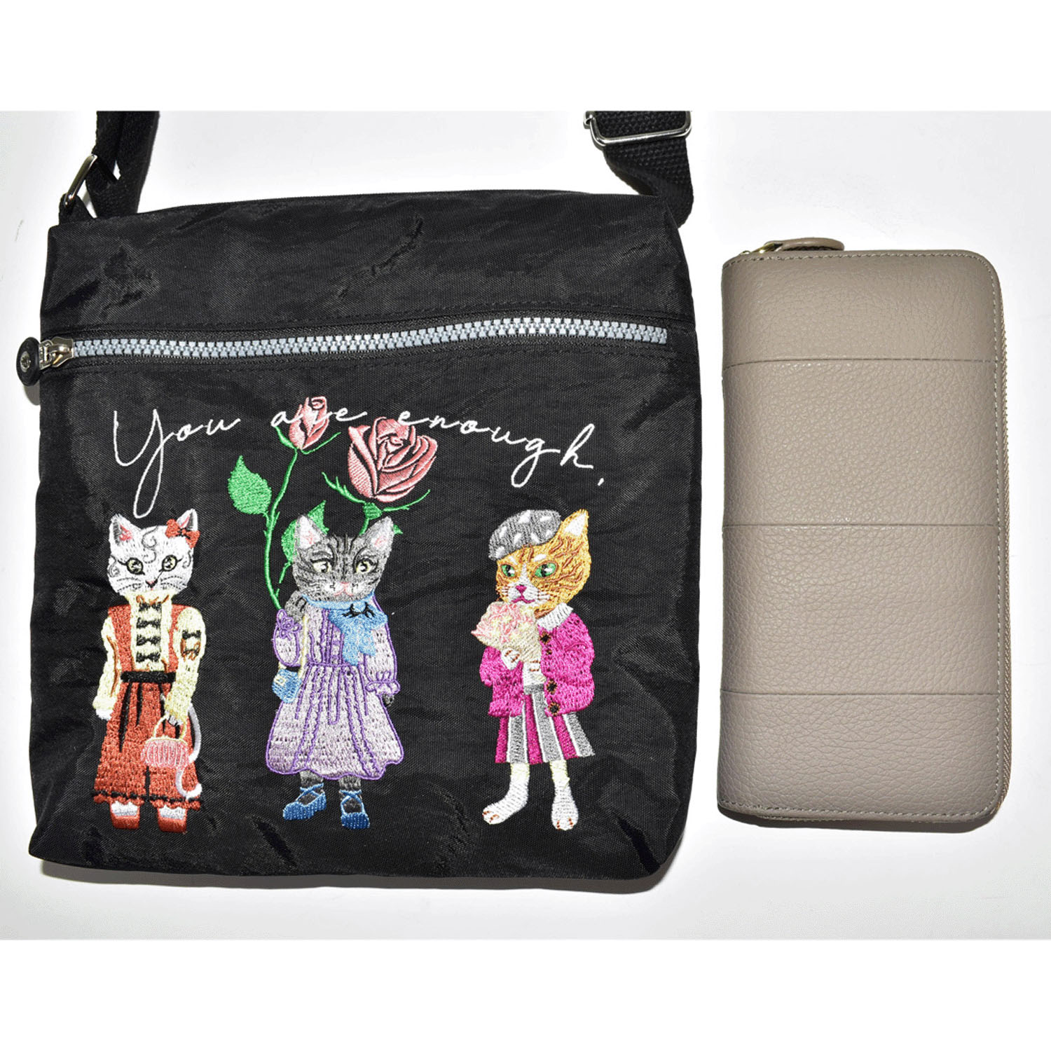 ネコ刺繍スクエア型ショルダーバッグ - 画像8