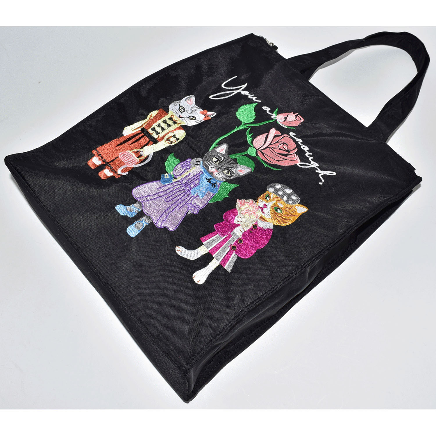 ネコ刺繍 縦型バッグ - 画像4