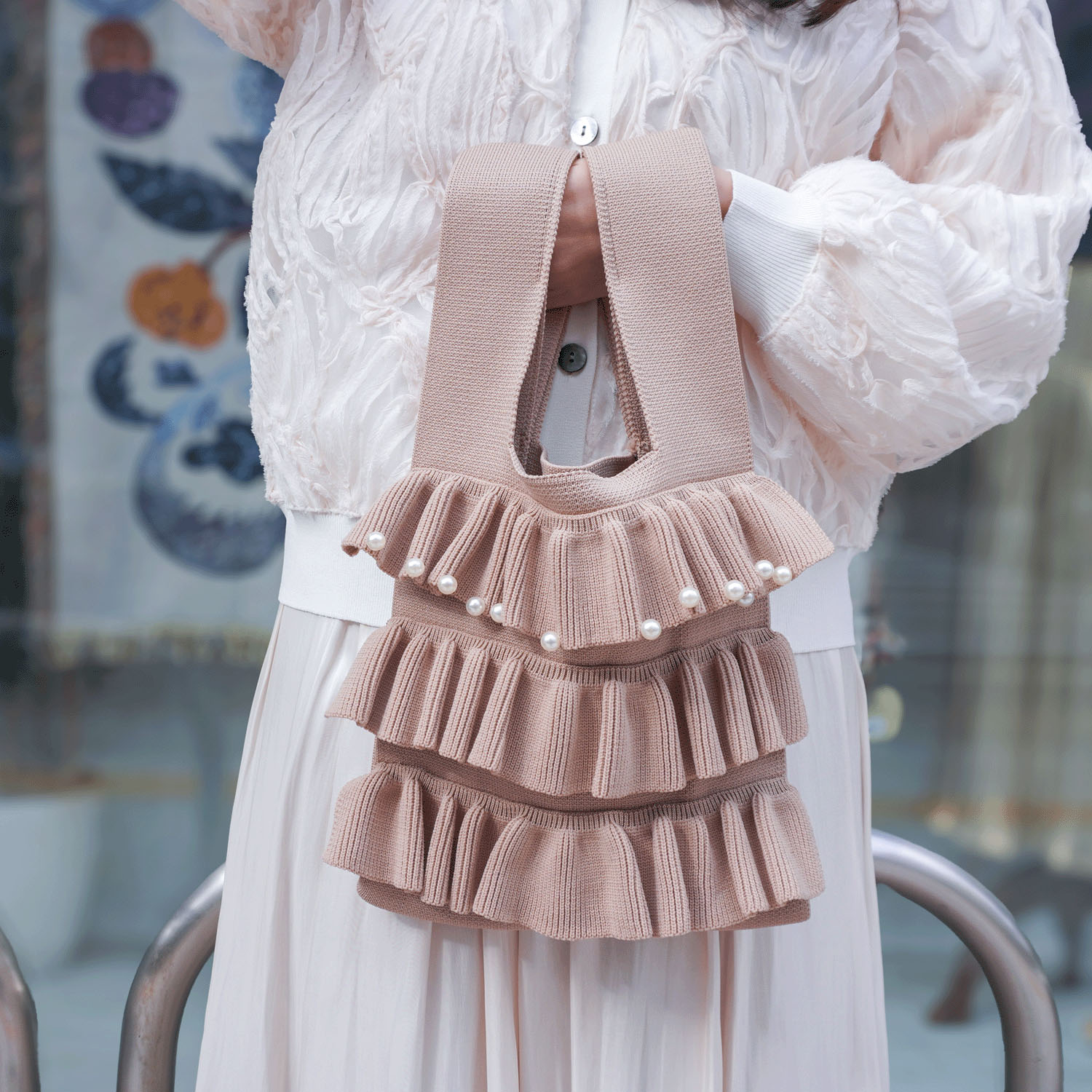 【エトワールオリジナル】パール付フリルバッグ - 画像2