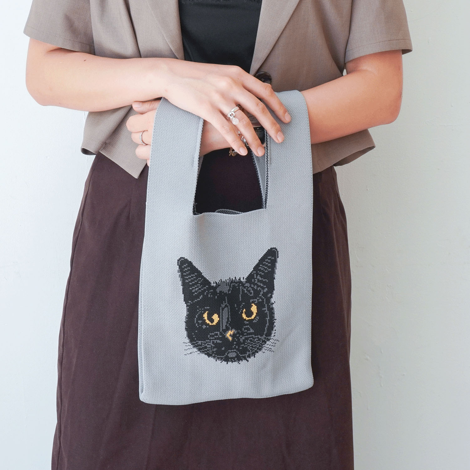 【エトワール別注柄】リアル猫ニットバッグ