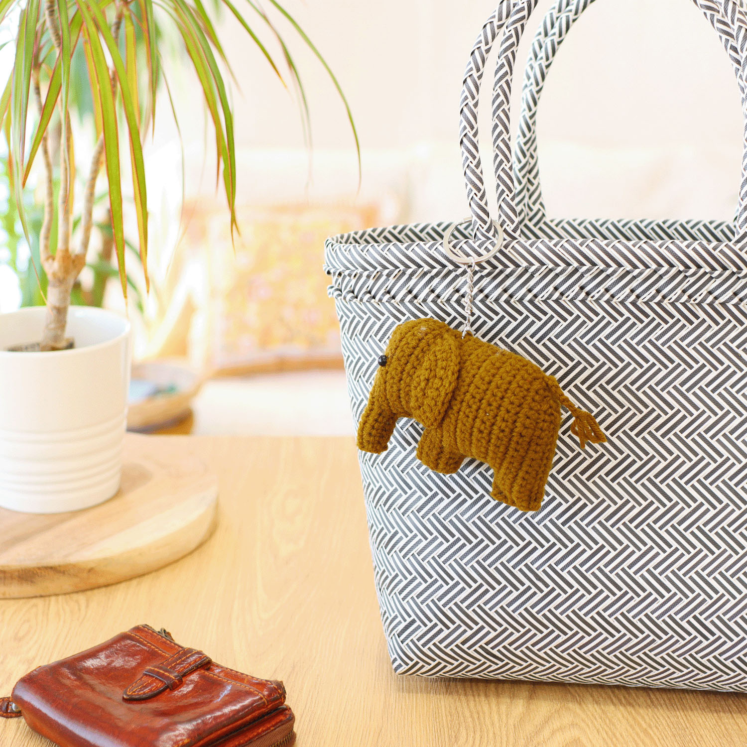 編みぐるみ 象バッグチャーム