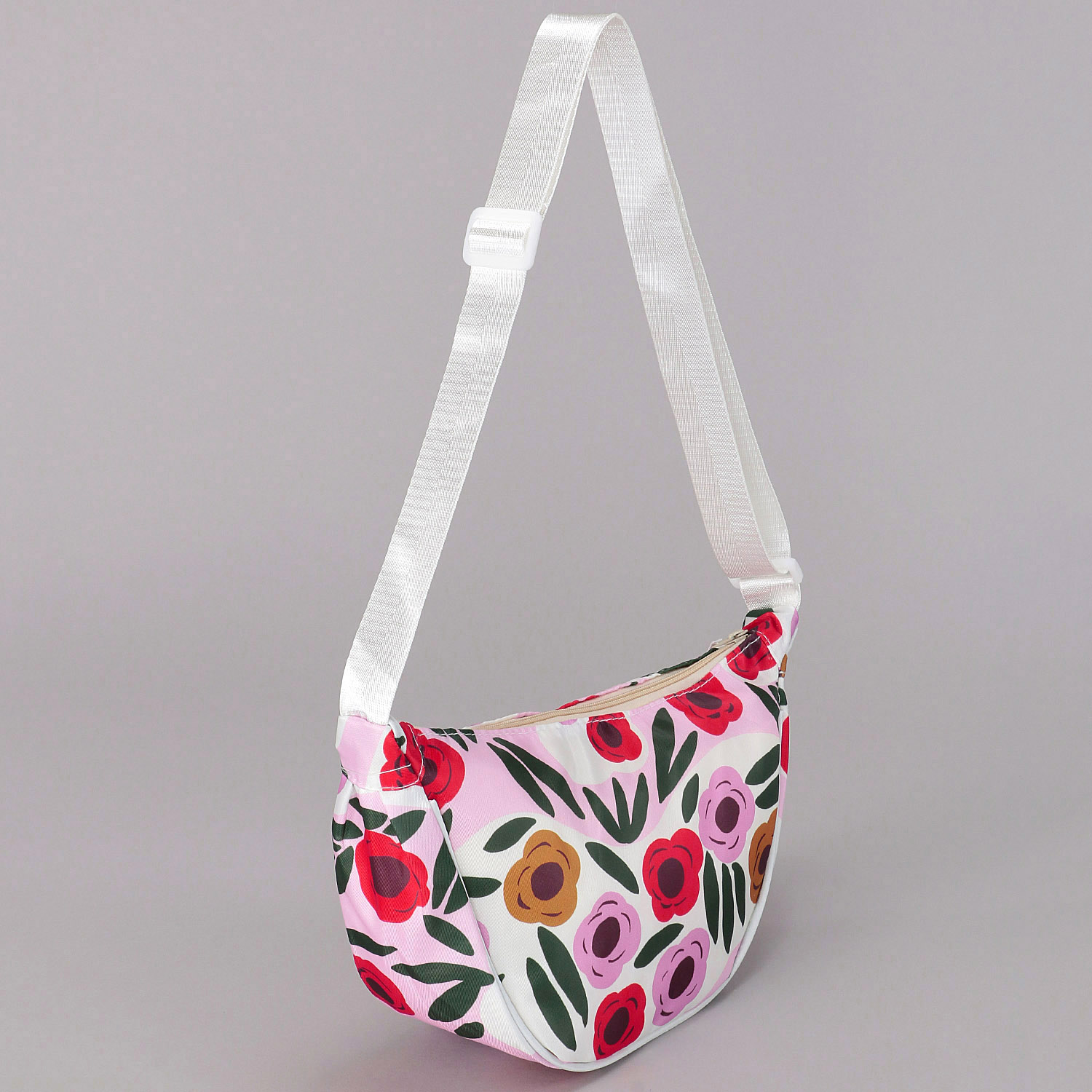 柄ものハーフムーン型ショルダーバッグ - 画像5