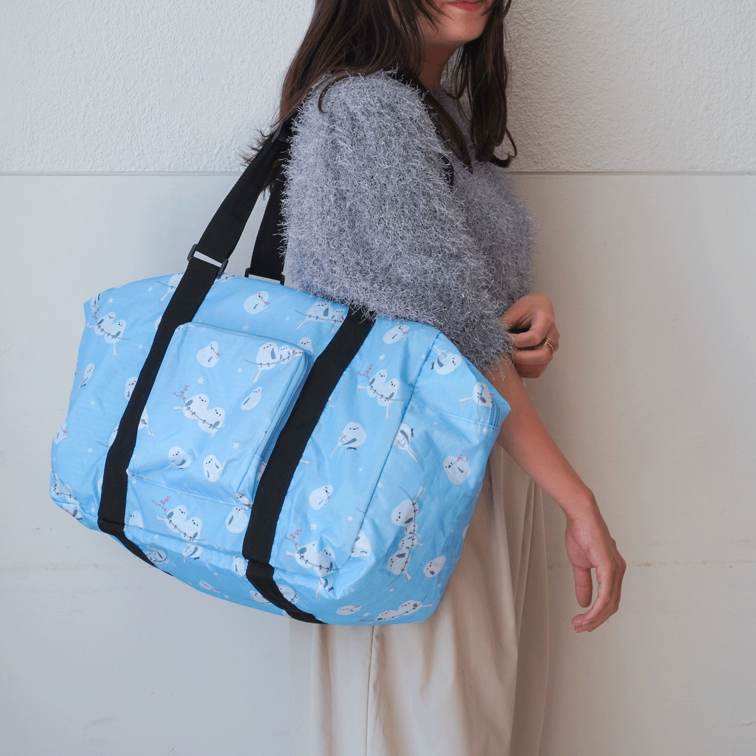 【エトワールオリジナル】シマエナガ柄コンパクトボストンバッグ