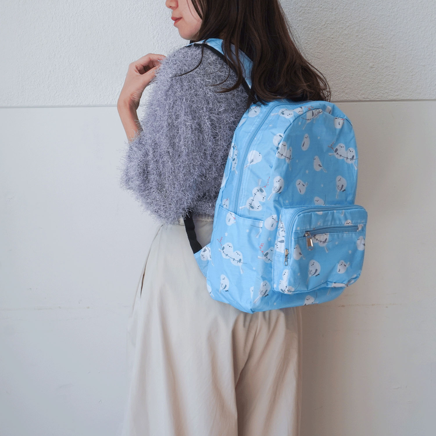 【エトワールオリジナル】シマエナガ柄コンパクトリュックサック