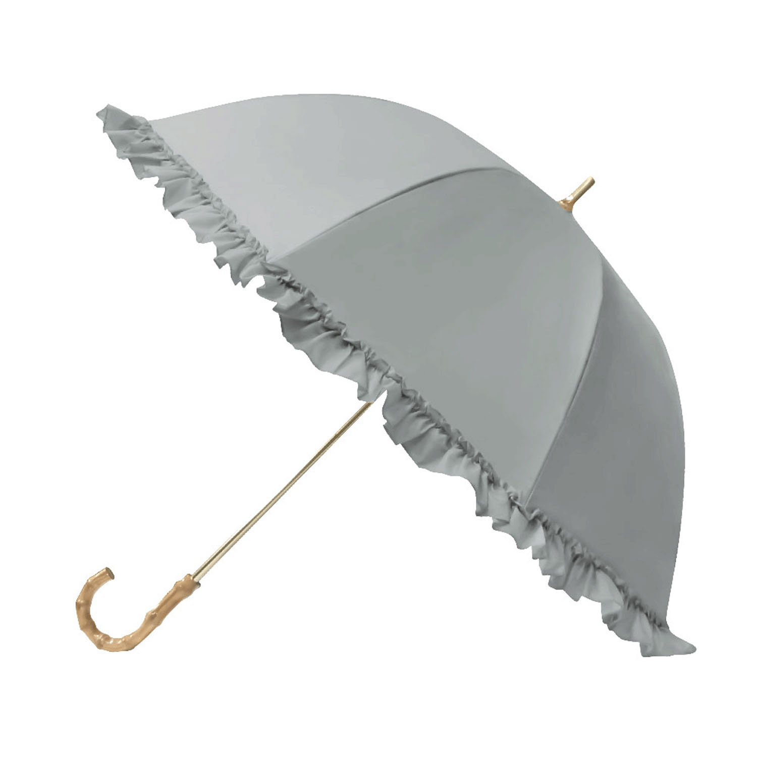 pink trick 完全遮光 無地フリル 晴雨兼用 ショートスライド 手開き傘 - 画像4