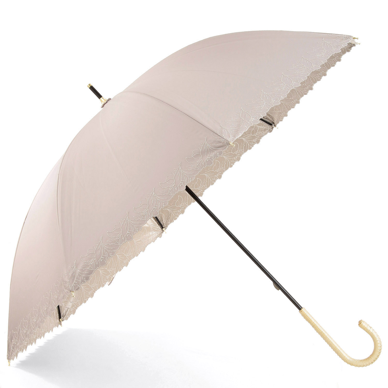 晴雨兼用 PUリーフラメ刺繍ショート傘 - 画像5