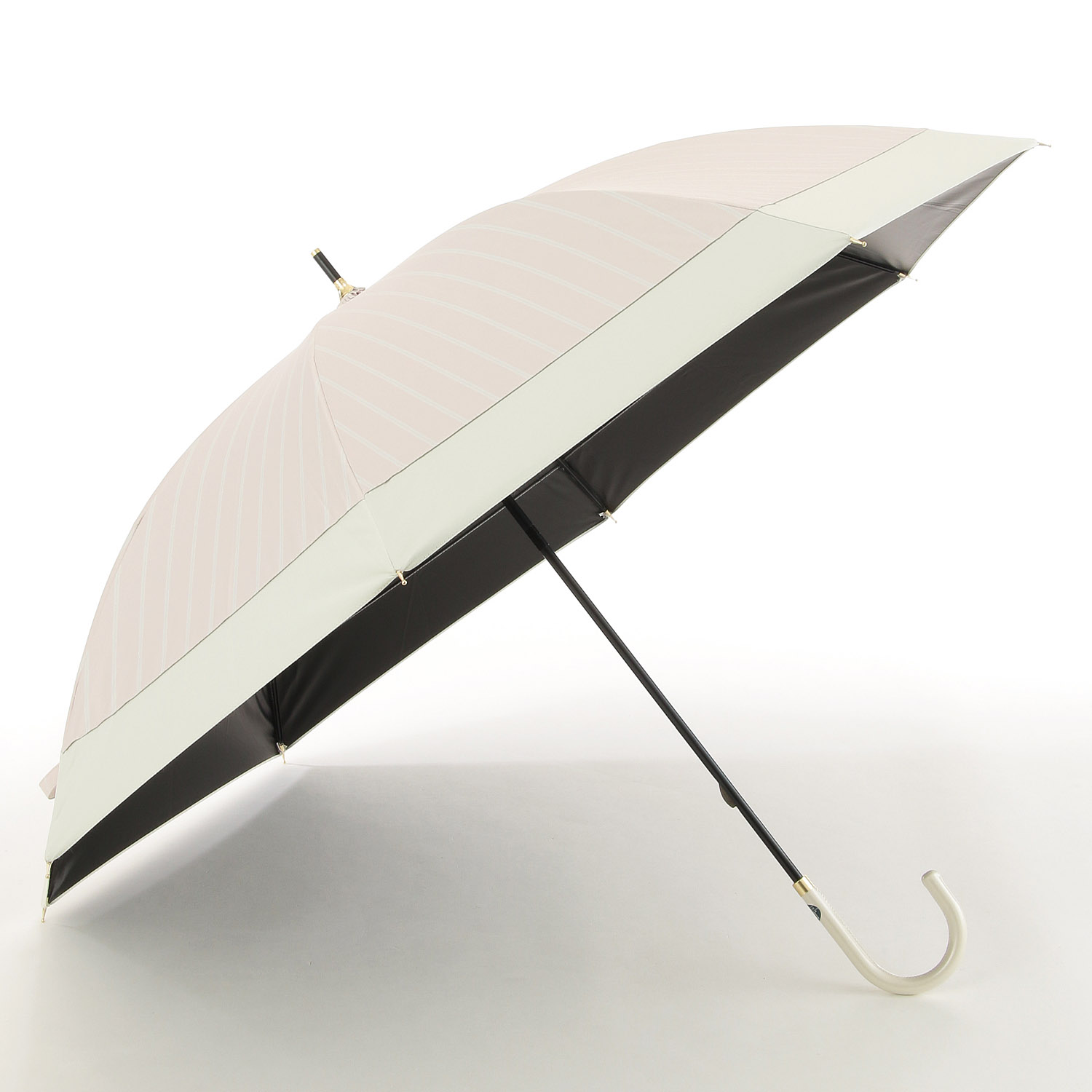晴雨兼用 切継ぎストライプ長傘 - 画像2