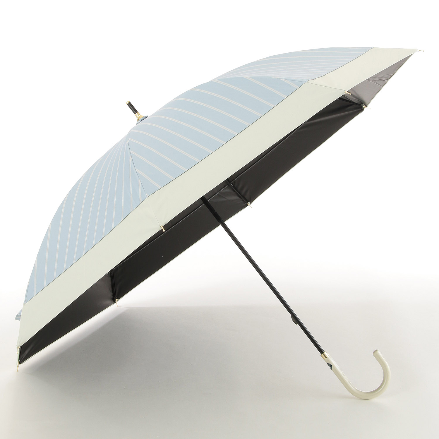 晴雨兼用 切継ぎストライプ長傘 - 画像5