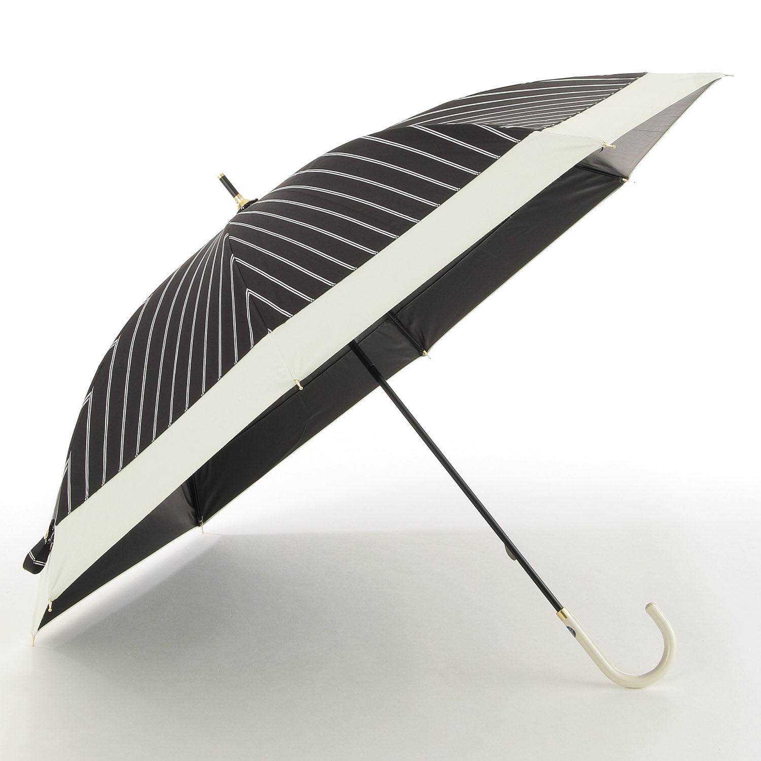 晴雨兼用 切継ぎストライプ長傘 - 画像1