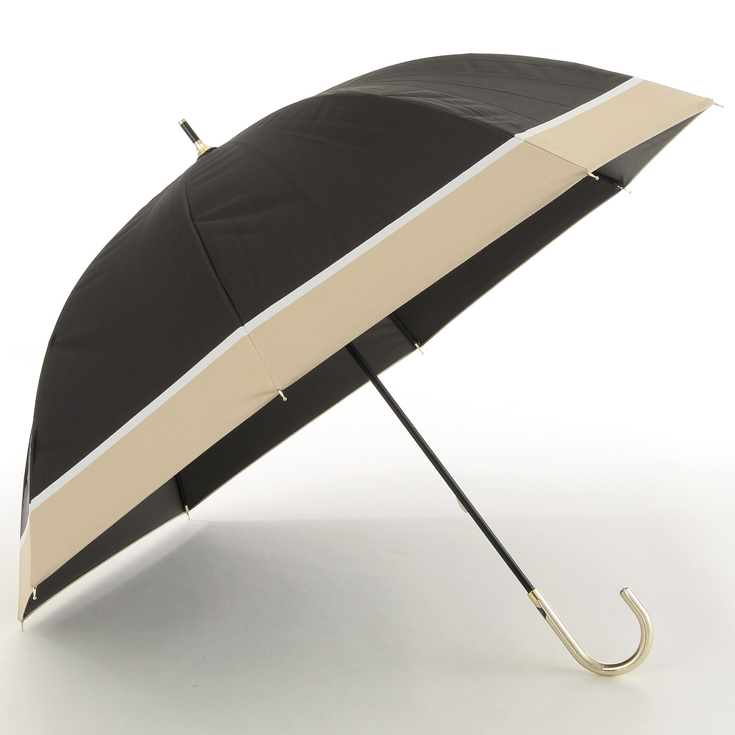 晴雨兼用 ナチュラルボーダー長傘 - 画像1