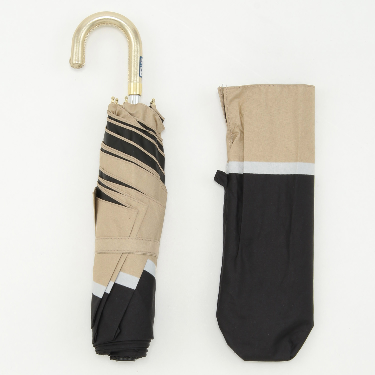 晴雨兼用 ナチュラルボーダー折傘 - 画像2