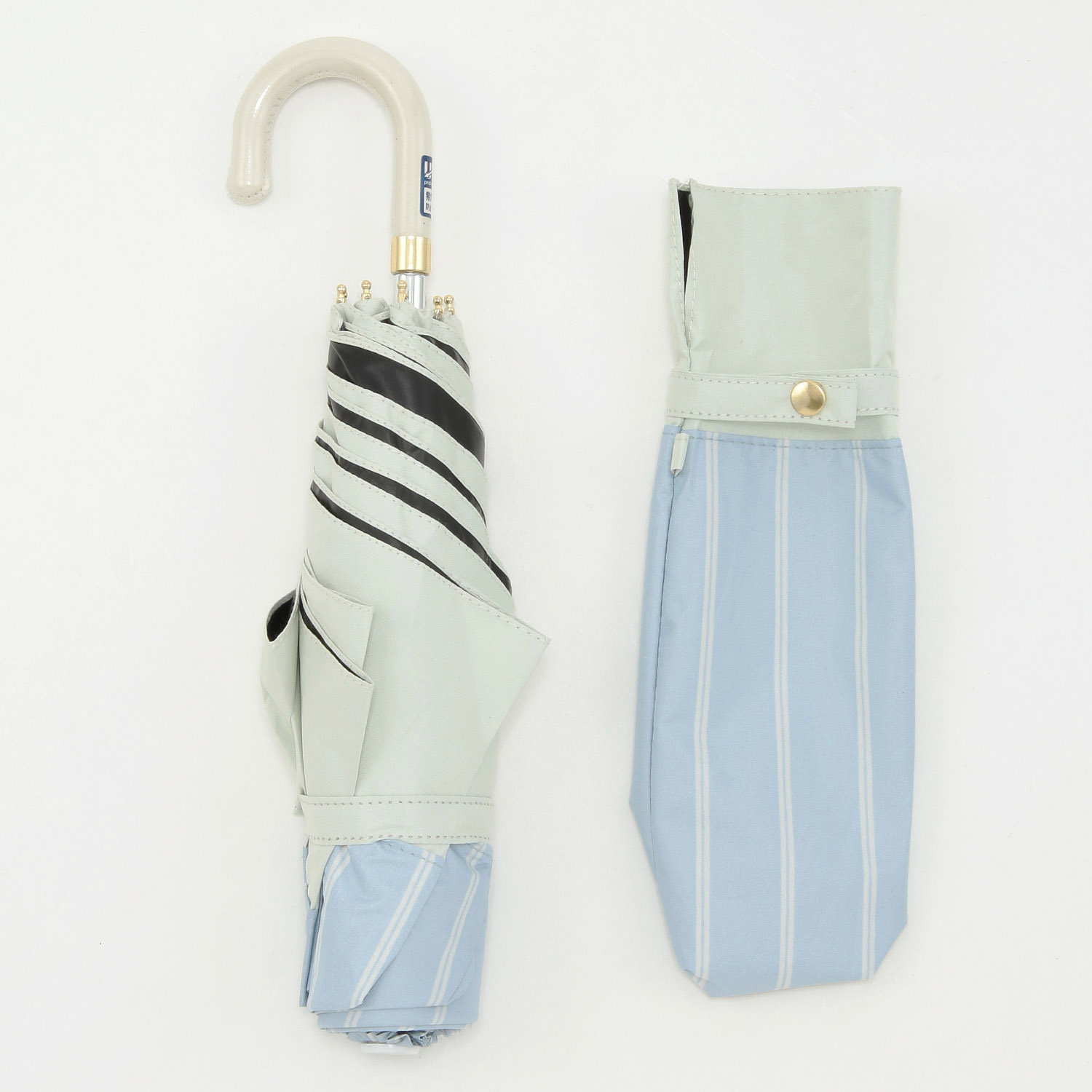 晴雨兼用 切継ぎストライプ折傘 - 画像4