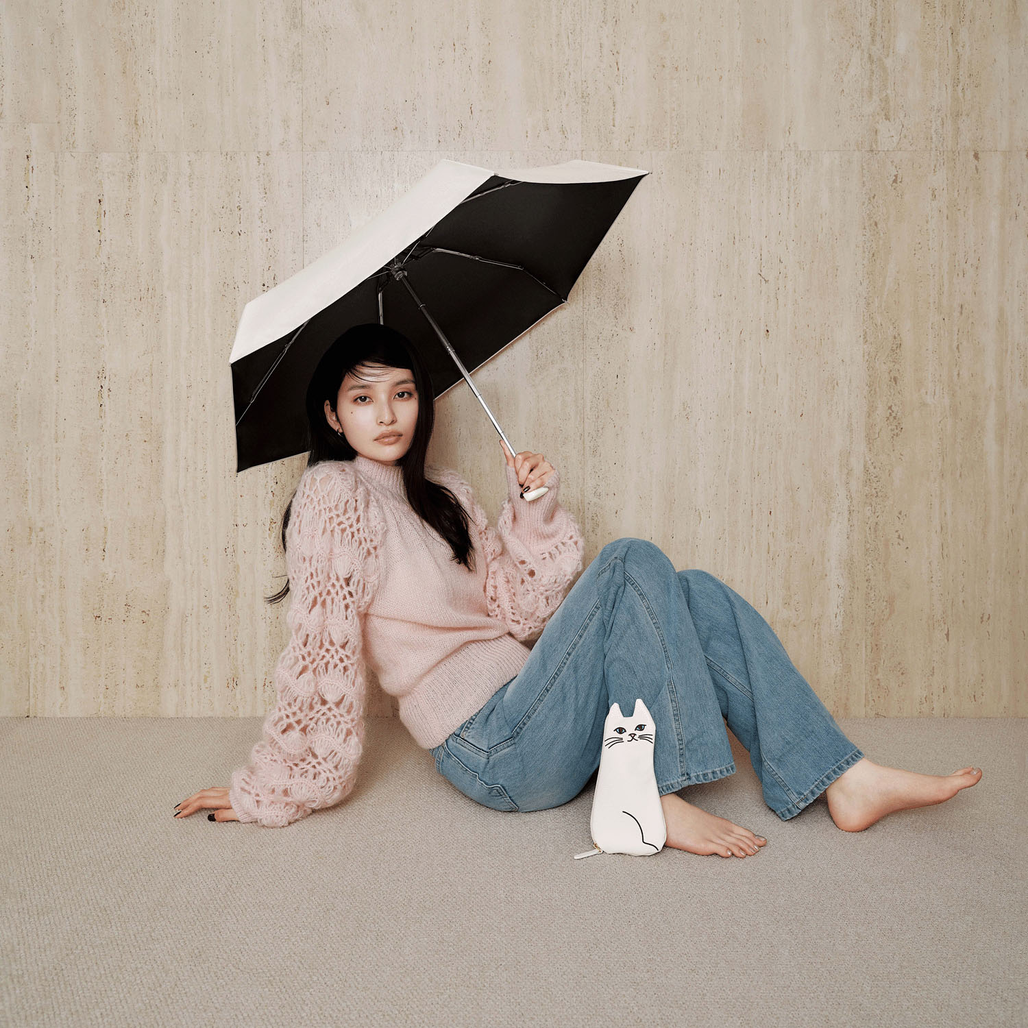 【because】 PUおでかけキャット 晴雨兼用ミニ傘 - 画像5