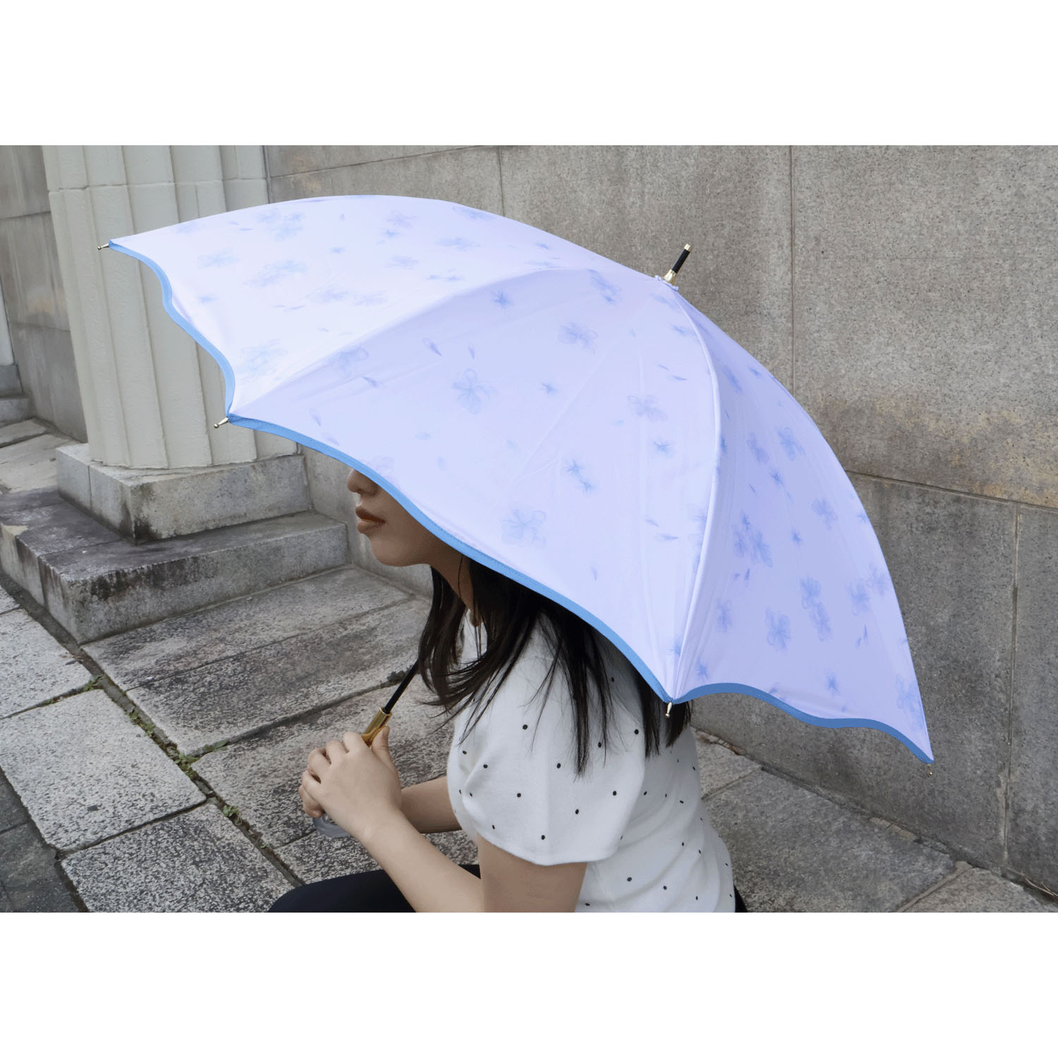 晴雨兼用ウォーターカラーペタル長傘