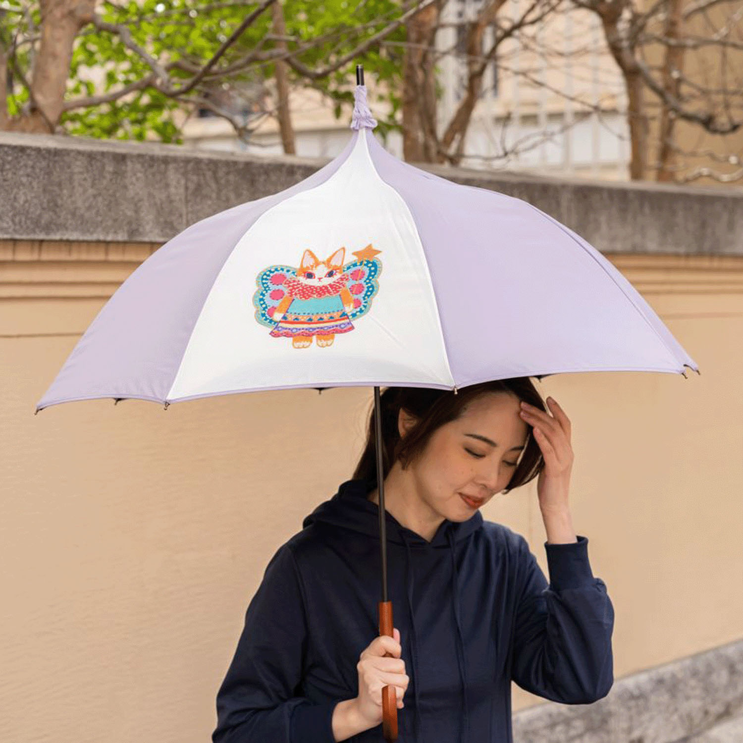「福嶋吾然有」コラボ 妖精猫晴雨長傘（パゴタスタイル）