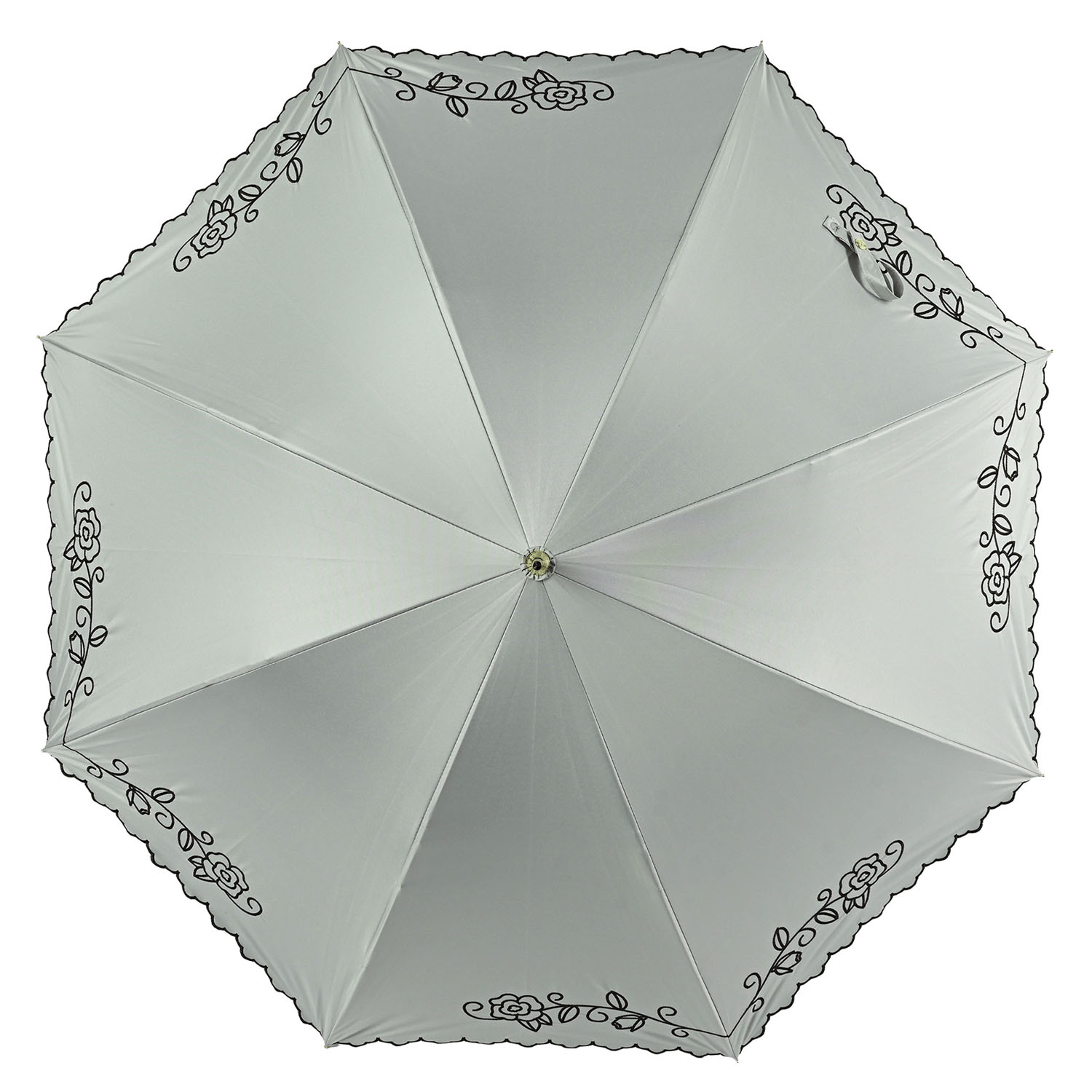 晴雨兼用 ローズ刺繍長傘 - 画像7