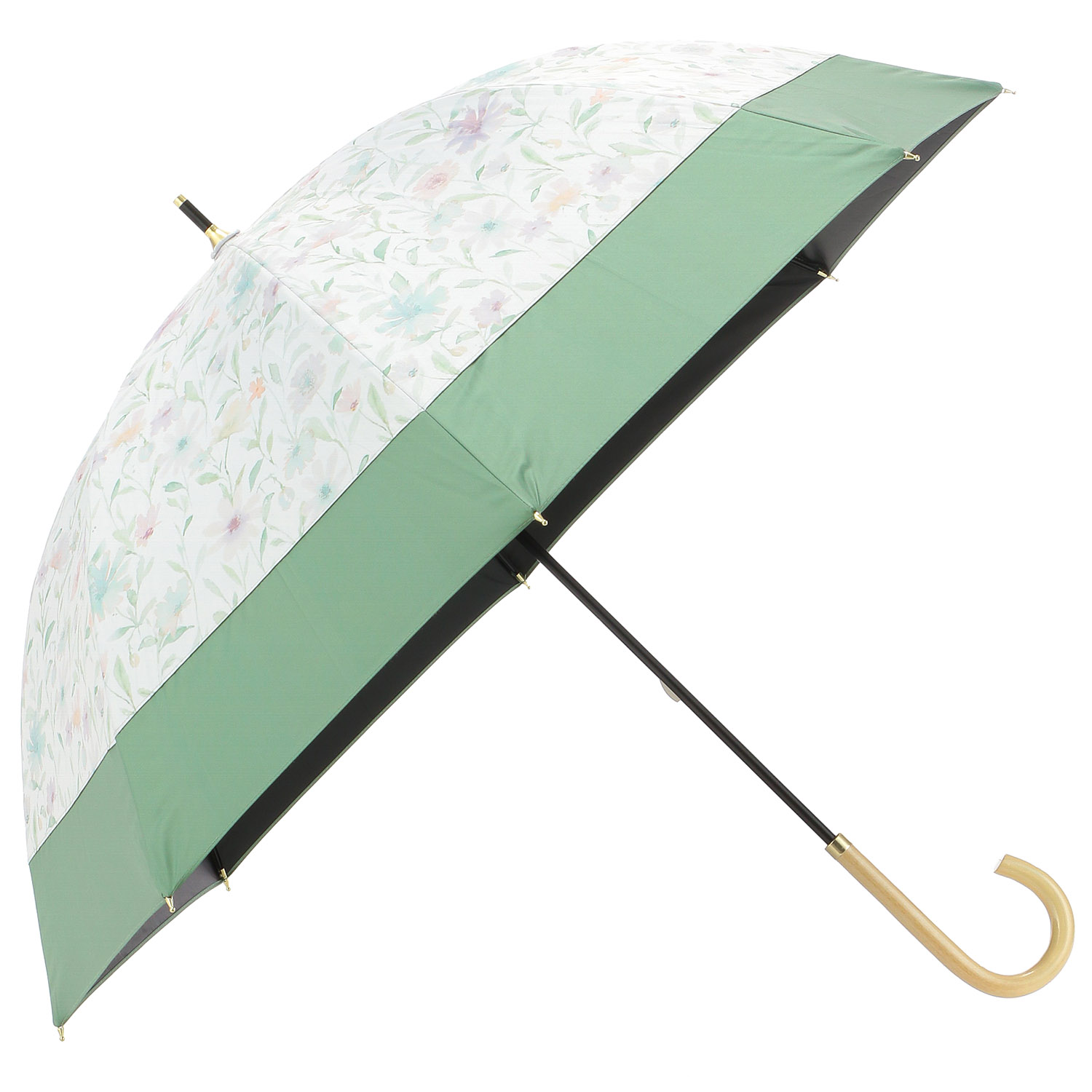 晴雨兼用 PU ぼかしフラワー切り継ぎショート傘 - 画像3