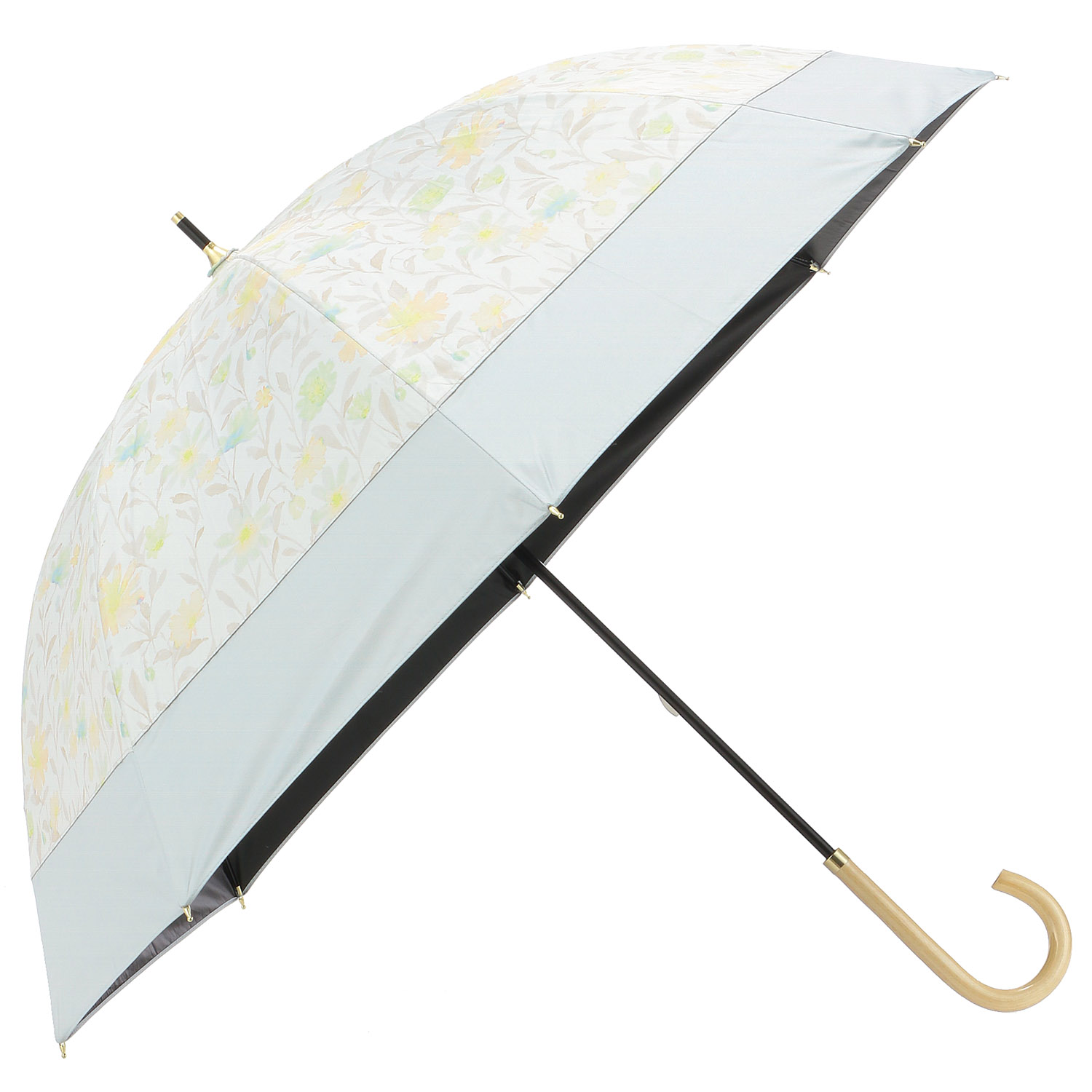 晴雨兼用 PU ぼかしフラワー切り継ぎショート傘 - 画像1