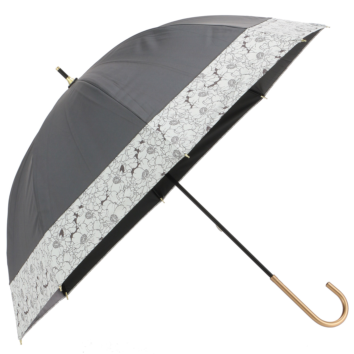 晴雨兼用 PU モノトーンフラワ－ショート傘 - 画像2