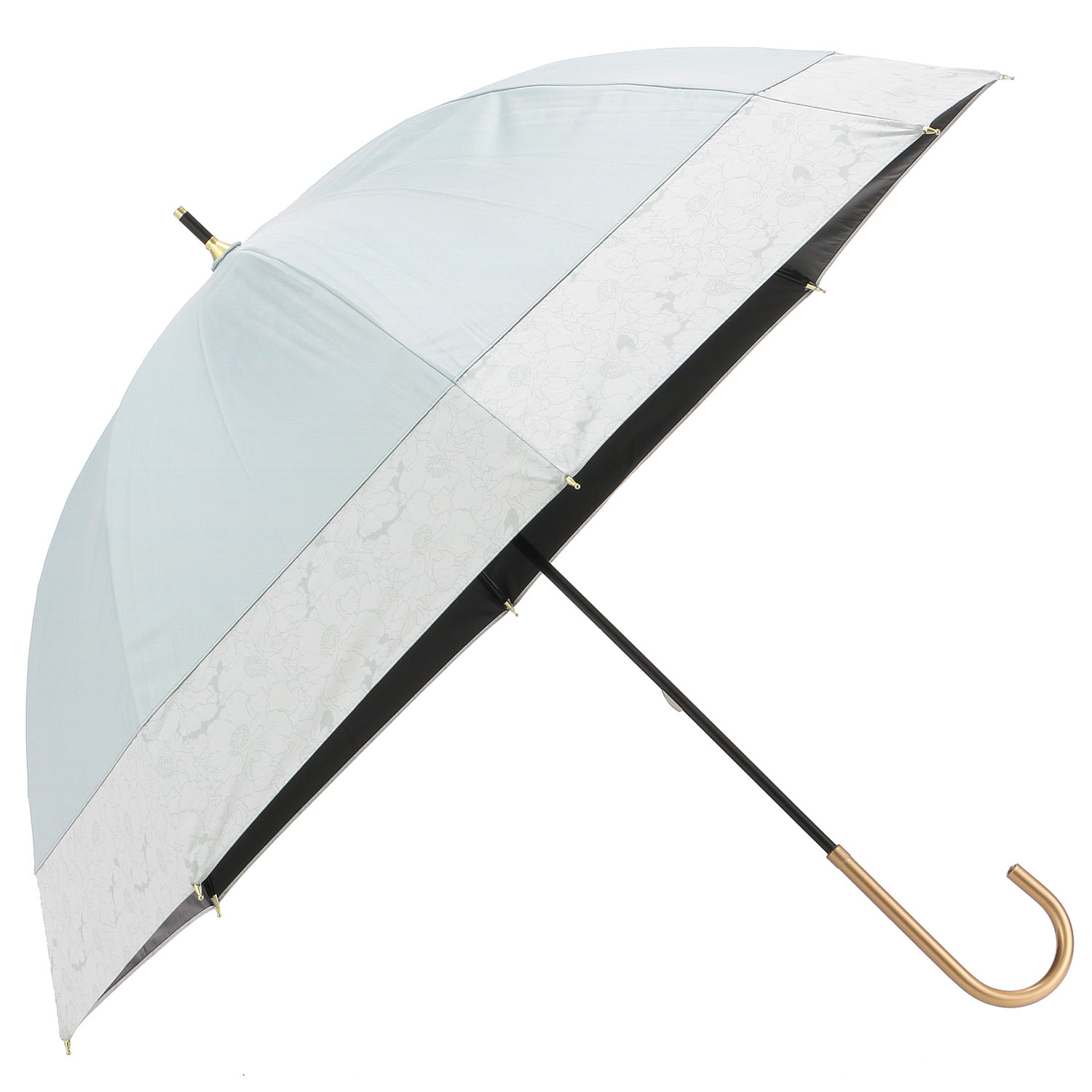 晴雨兼用 PU モノトーンフラワ－ショート傘