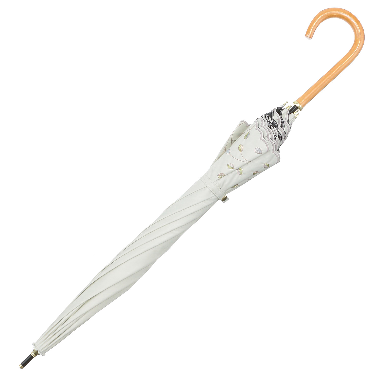 晴雨兼用 PU ボタニカルアート刺繍ショート傘 - 画像3