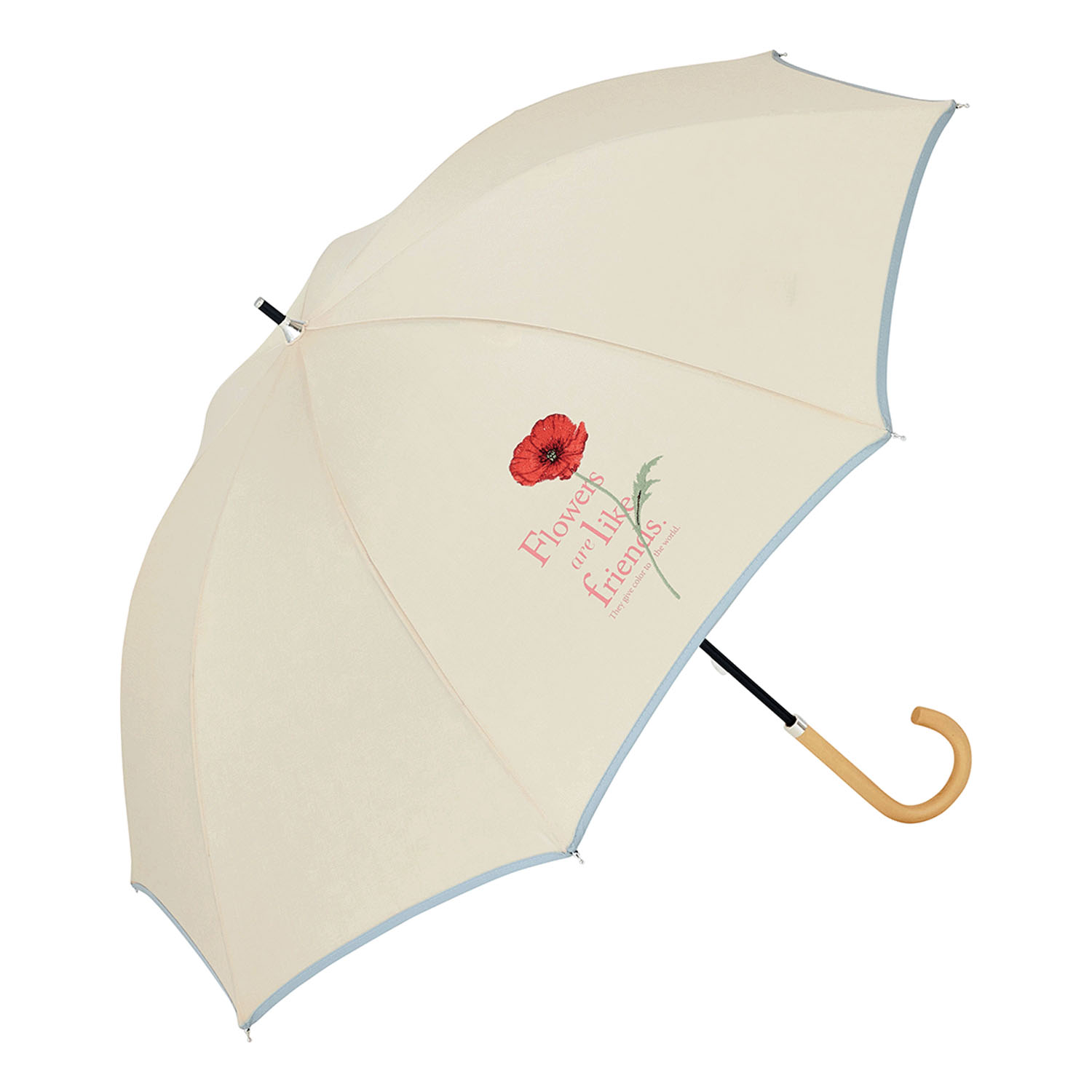 【because】晴雨兼用 タイポフラワー刺繍長傘 - 画像2