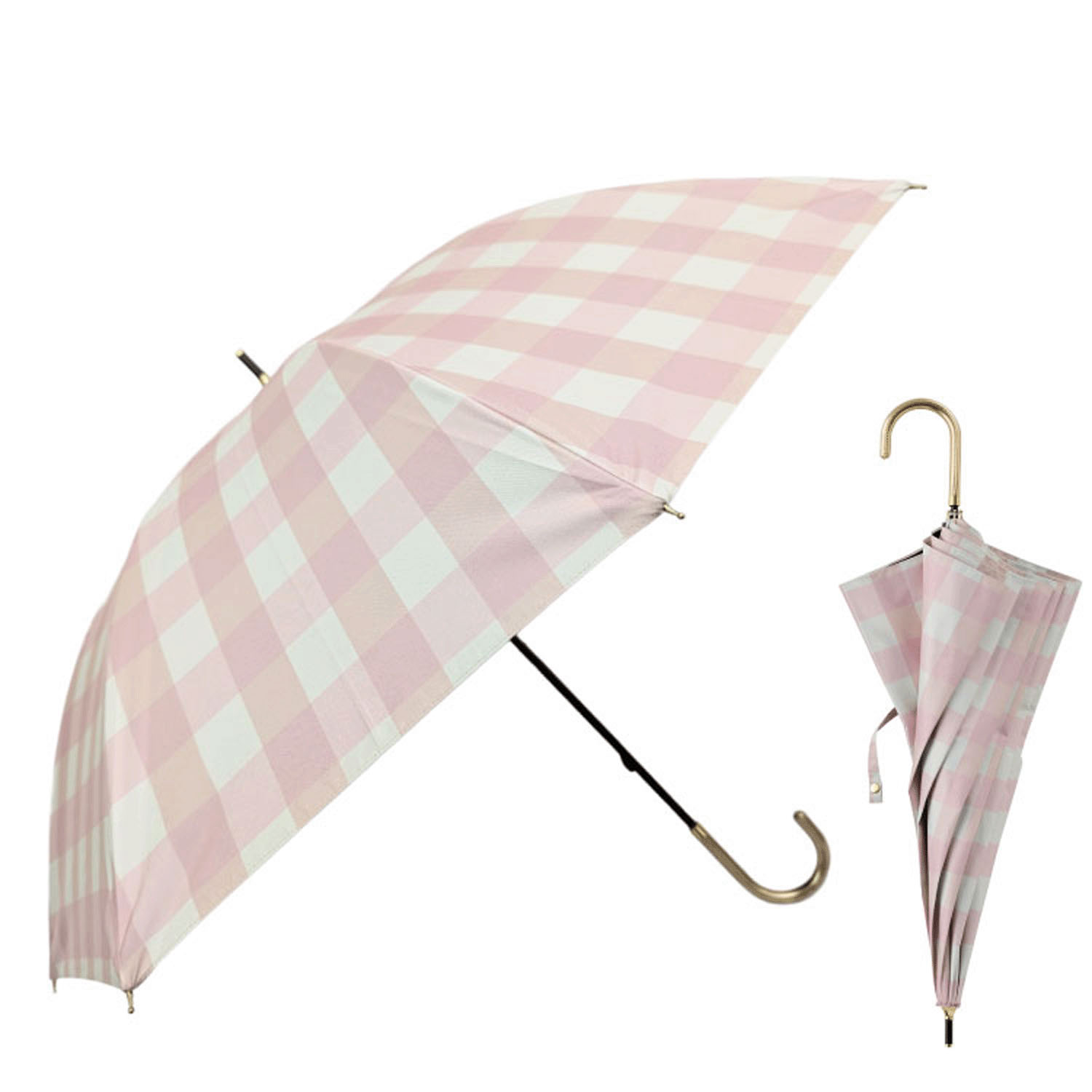 晴雨兼用 ギンガムチェック長傘 - 画像2