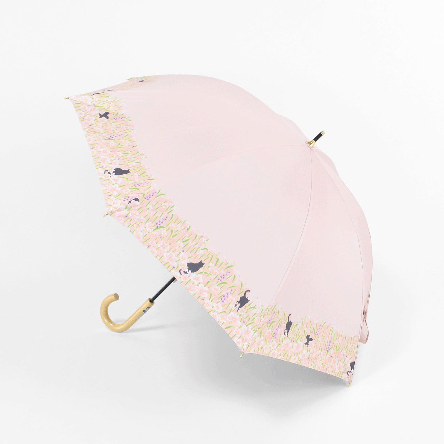 晴雨兼用 お花畑と猫長傘 - 画像4