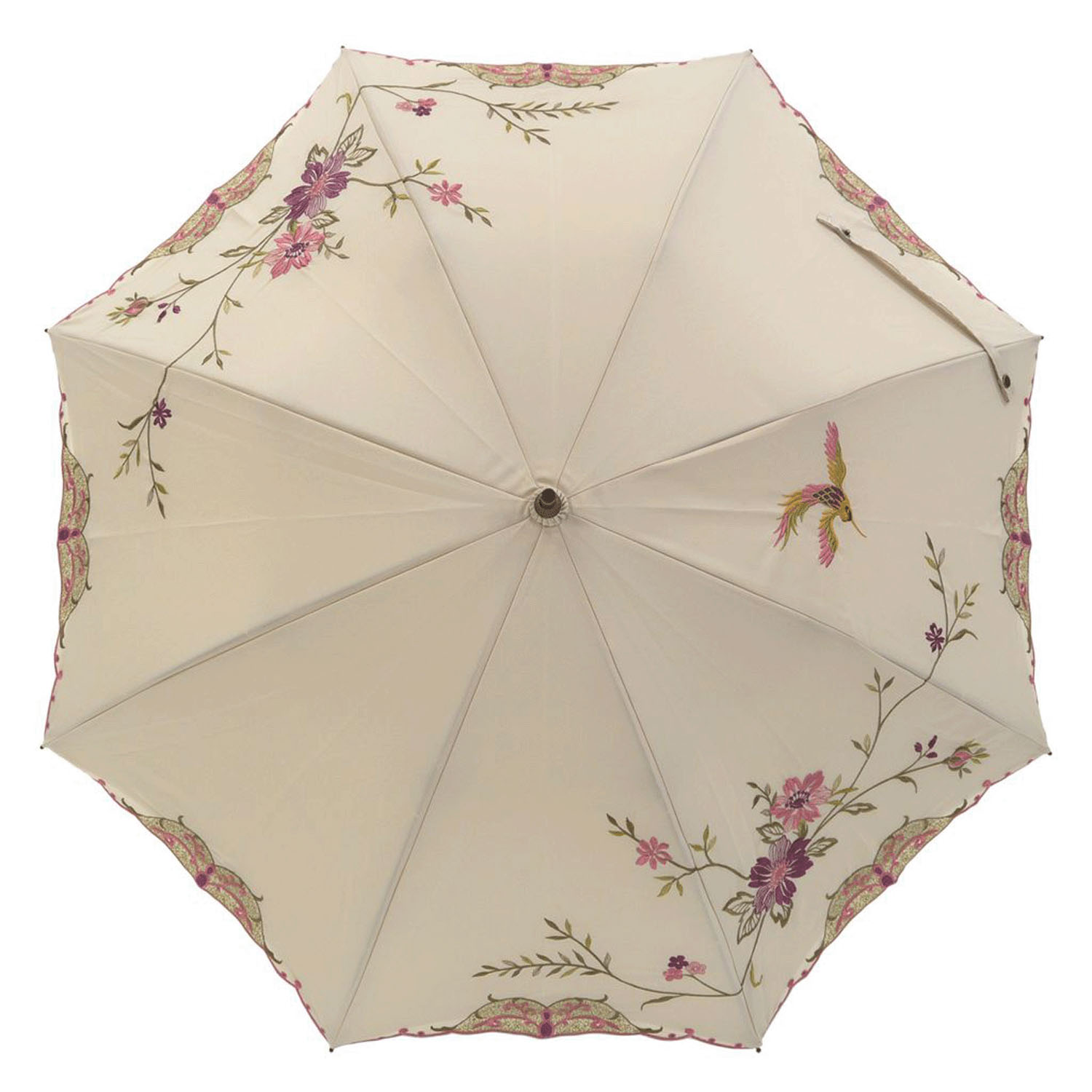 完全遮光 （晴雨兼用）女優日傘 「花鳥刺繍かわず張り」ショート長傘 - 画像11