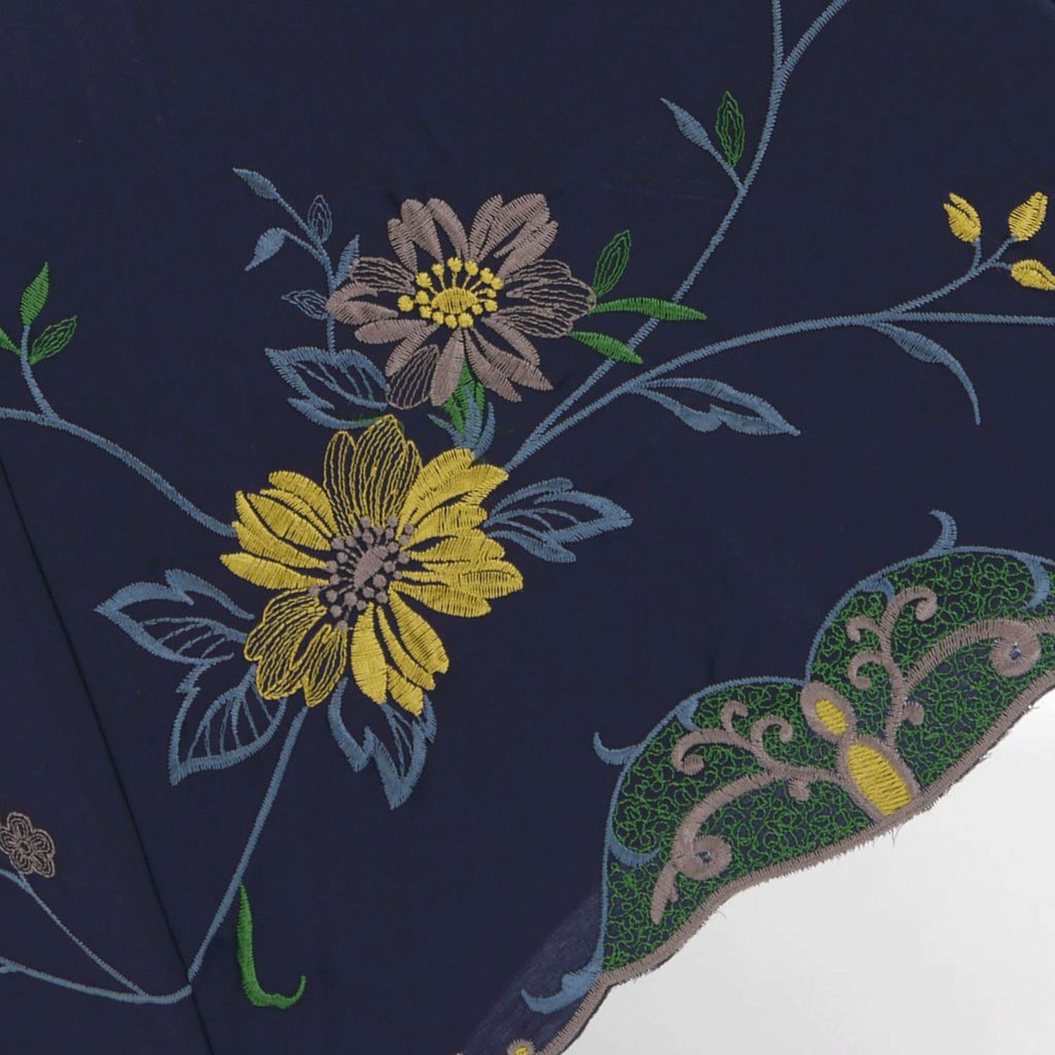 完全遮光 （晴雨兼用）女優日傘 「花鳥刺繍かわず張り」ショート長傘 - 画像16