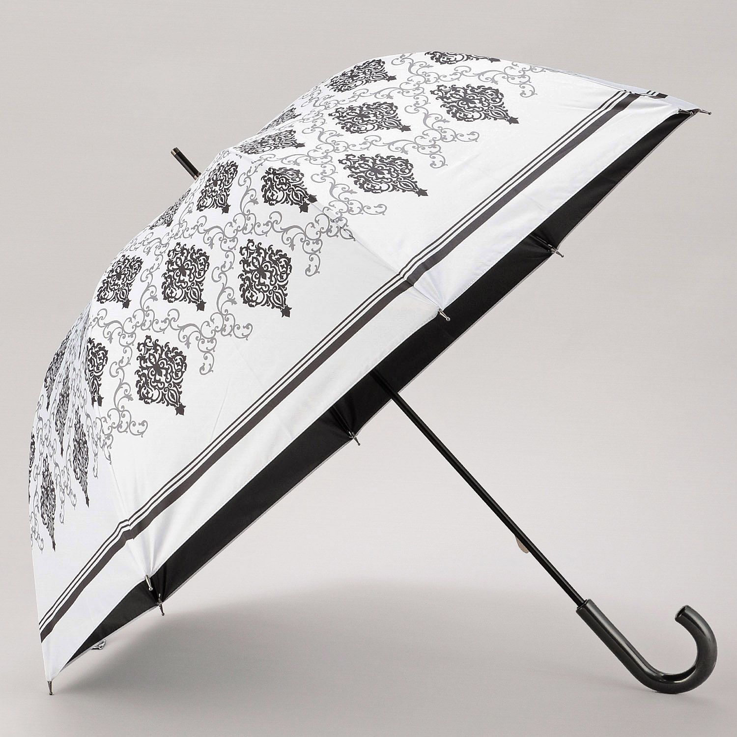 晴雨兼用傘 モノクロームダマスク柄ショート - 画像3