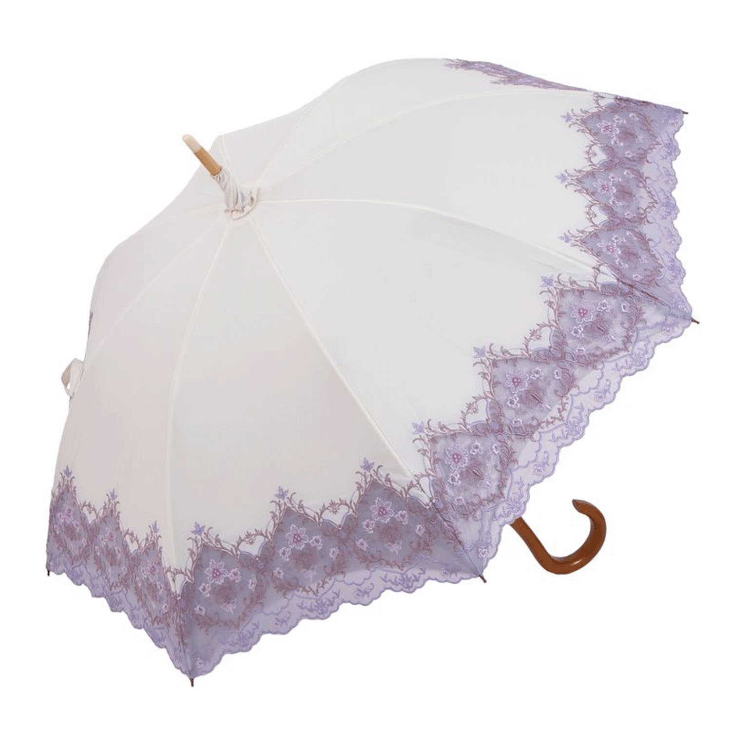 完全遮光 （晴雨兼用）女優日傘 「ダマスクオーガンジー刺繍かわず張り」 - 画像2
