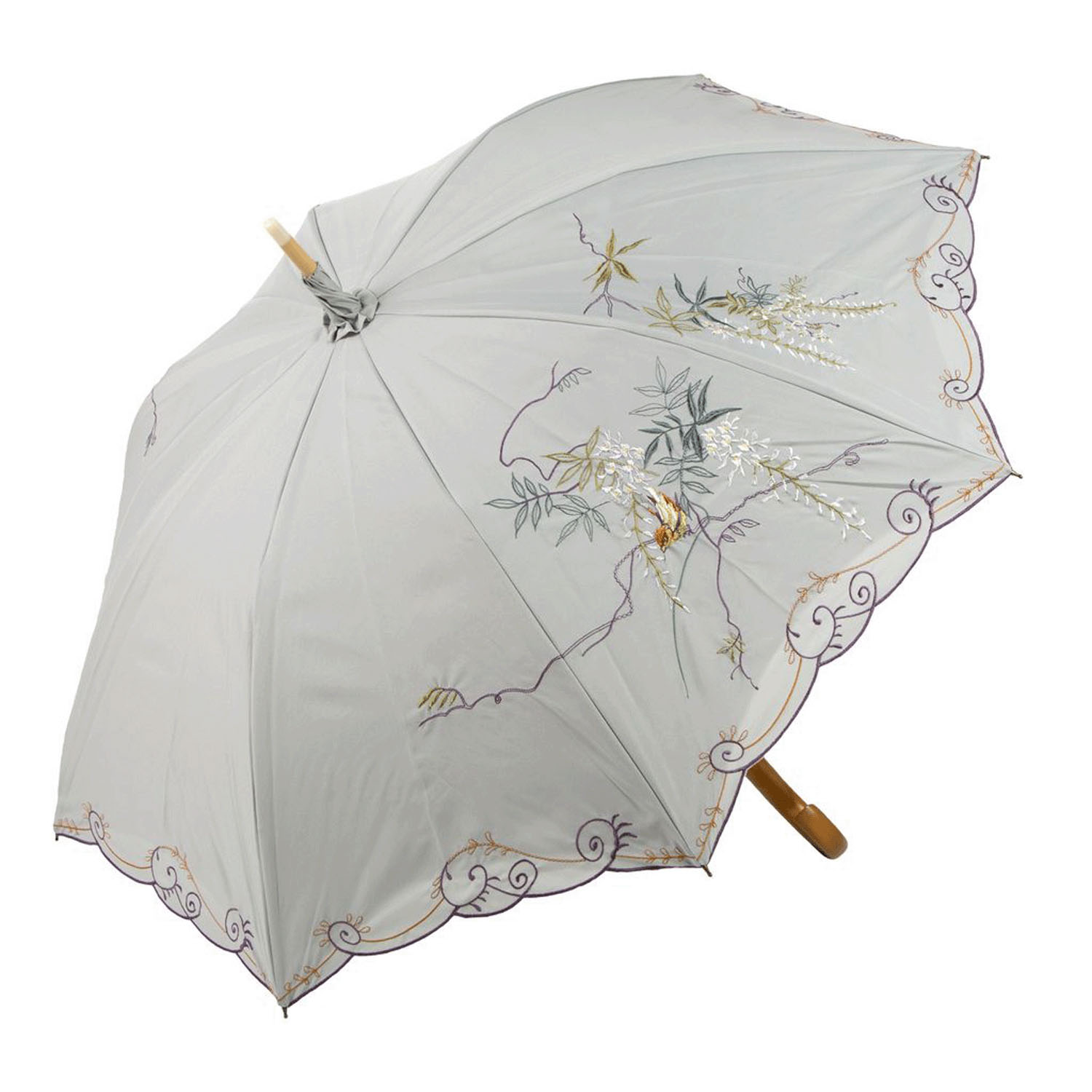 完全遮光 （晴雨兼用）女優日傘 「藤花刺繍かわず張り」 - 画像6