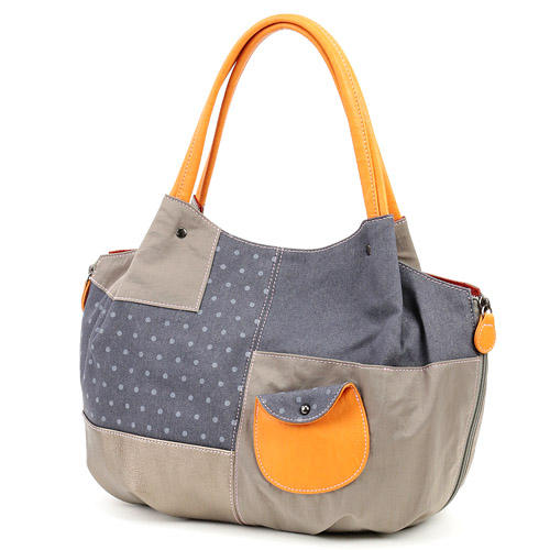 デニムドット丸型トートバッグ