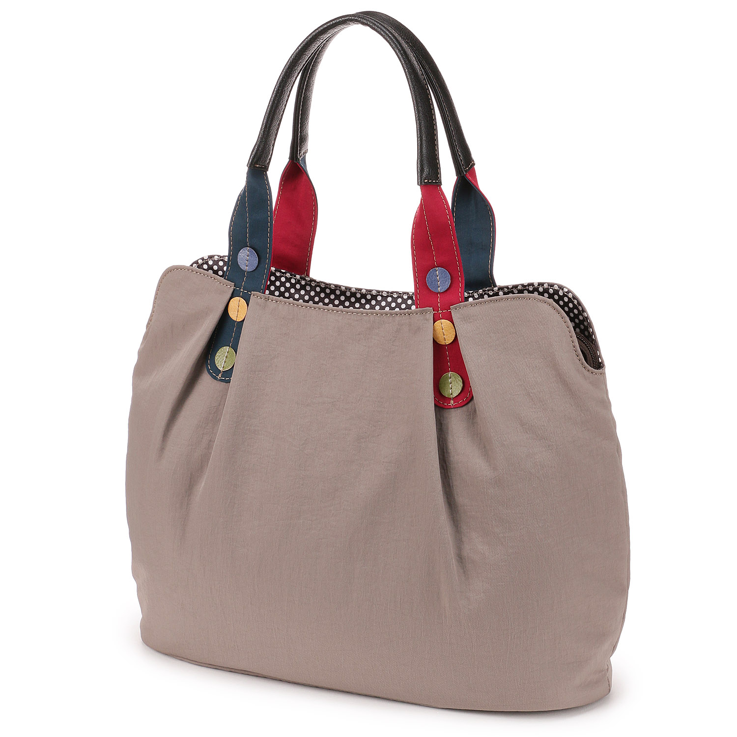 ナイロン×ドットハンドルトートバッグ - 画像2